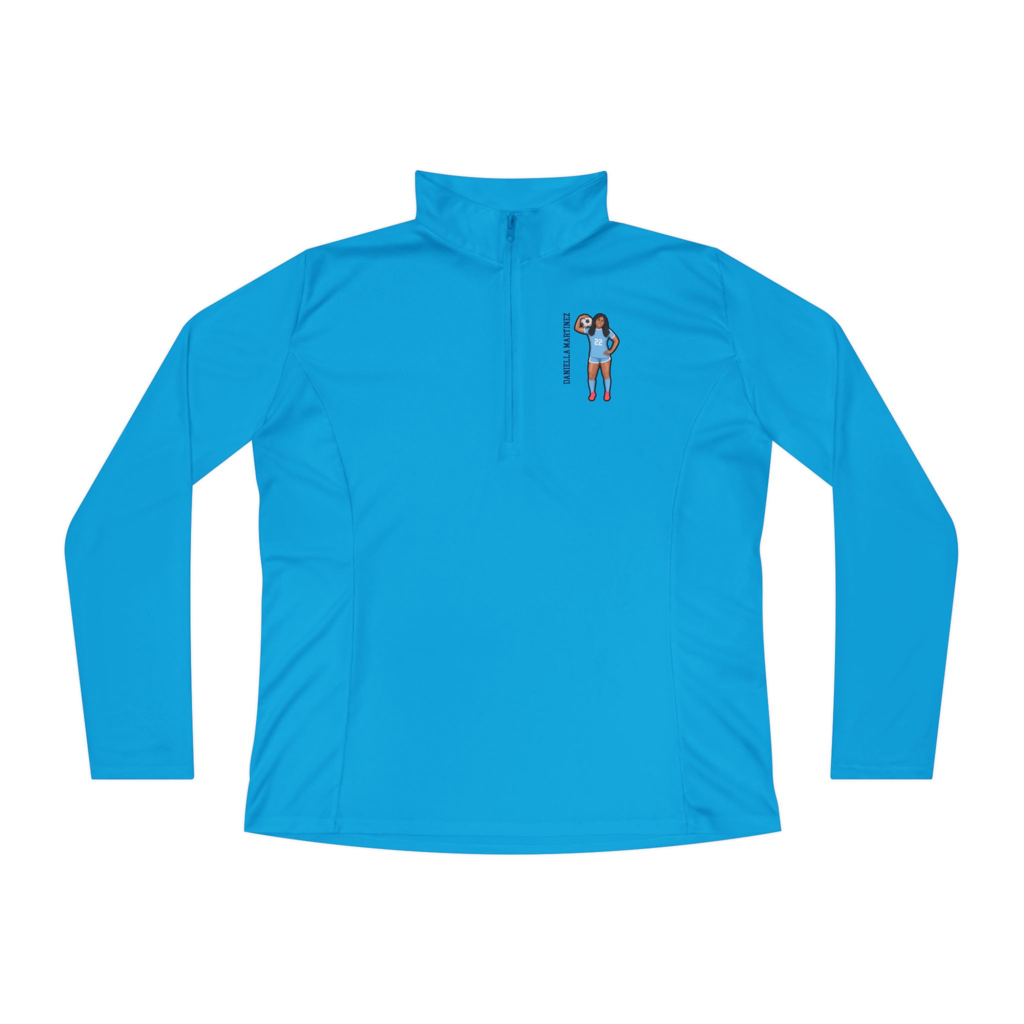 Women's Q-Zip Pullover — character_name_vertical in Blue