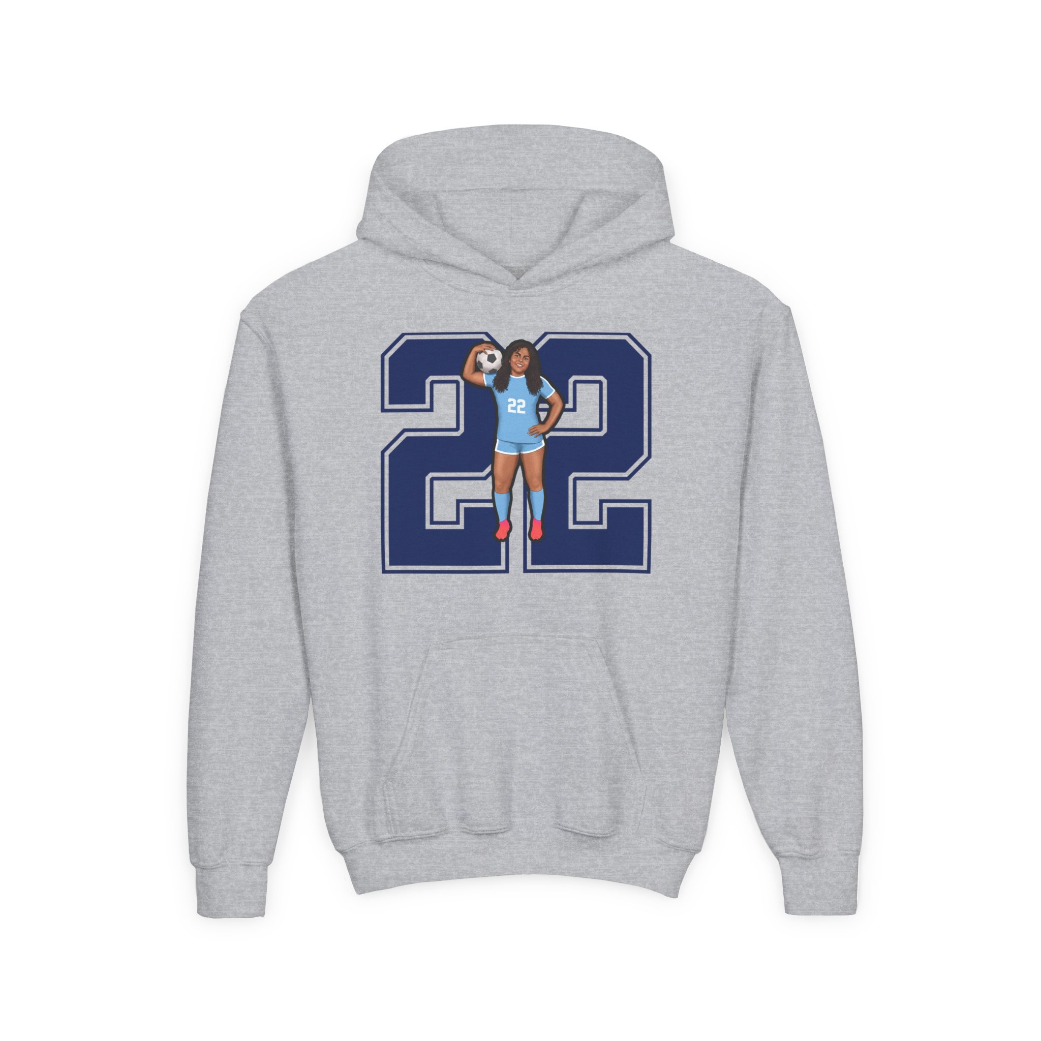 Youth Hoodie — character_number in Grey