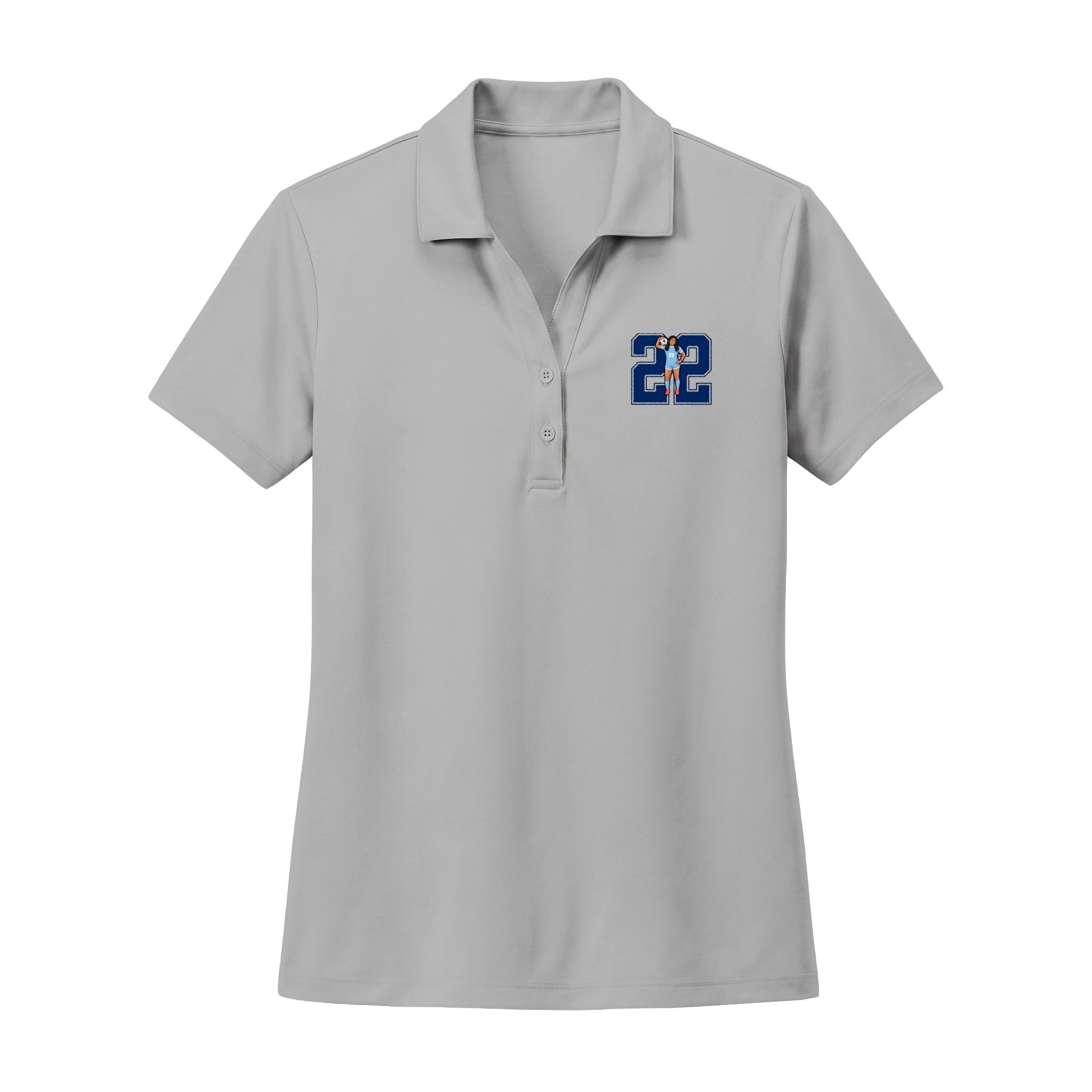 Women's Polo — character_number in Silver