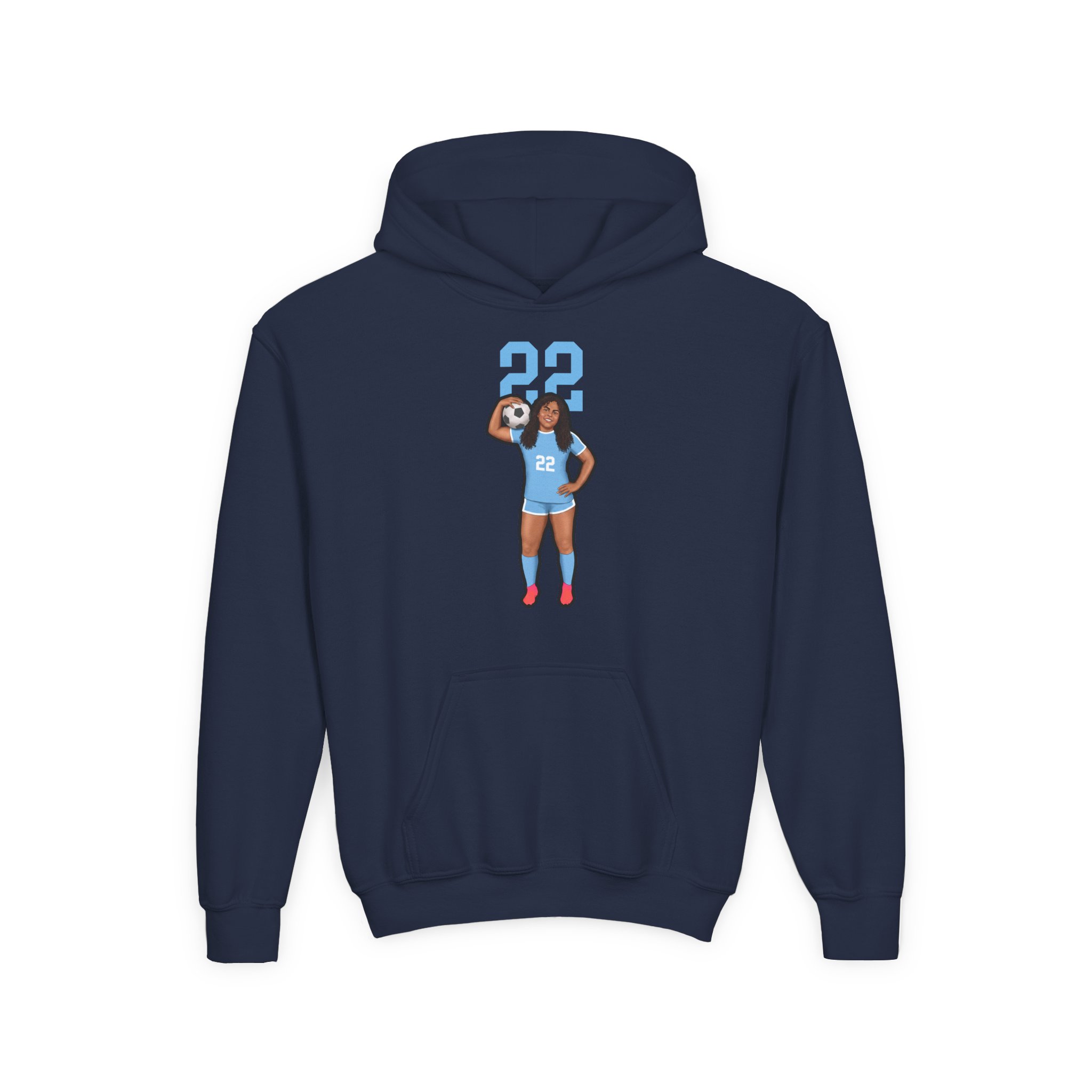 Youth Hoodie — character_number_top in Navy
