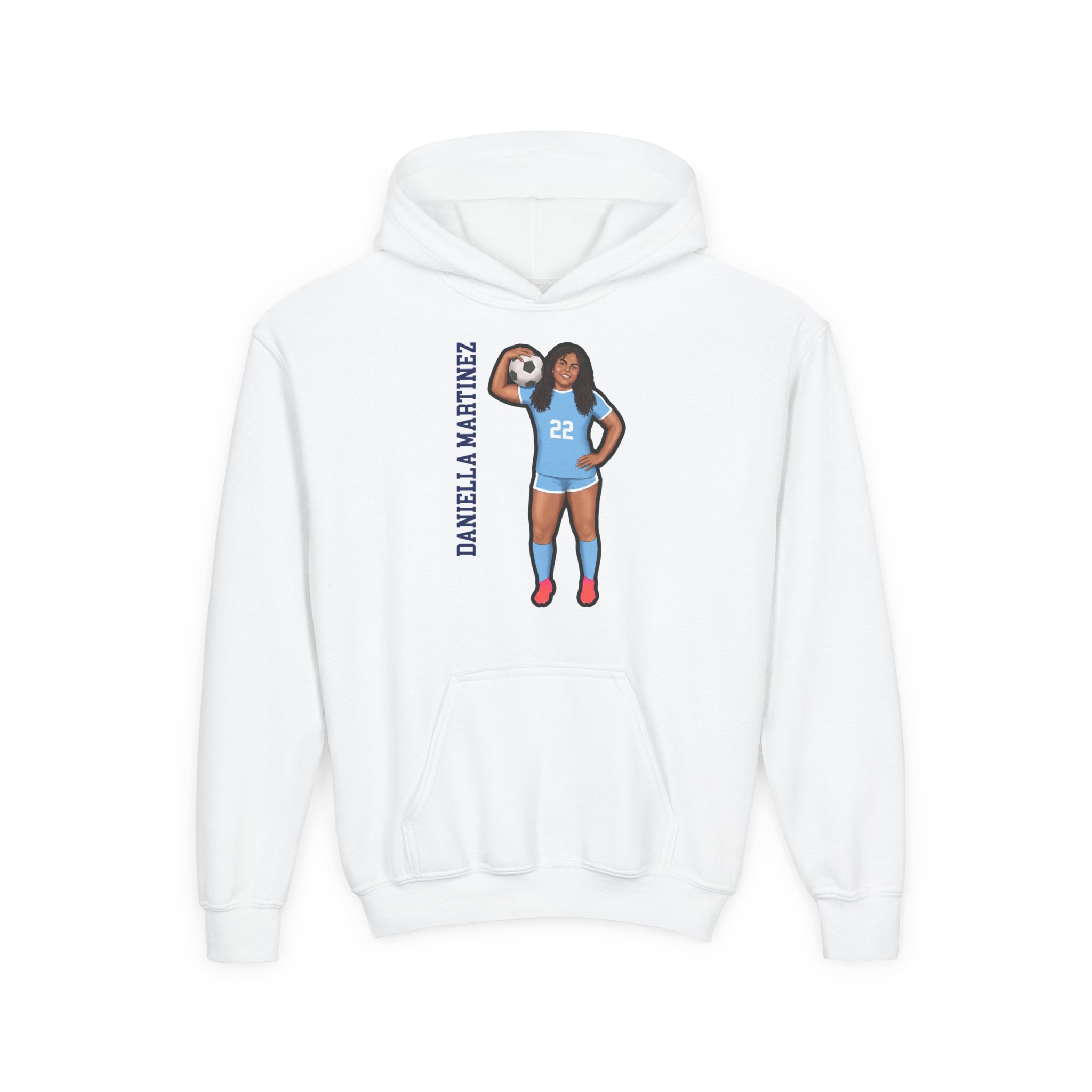 Youth Hoodie — character_name_vertical in White