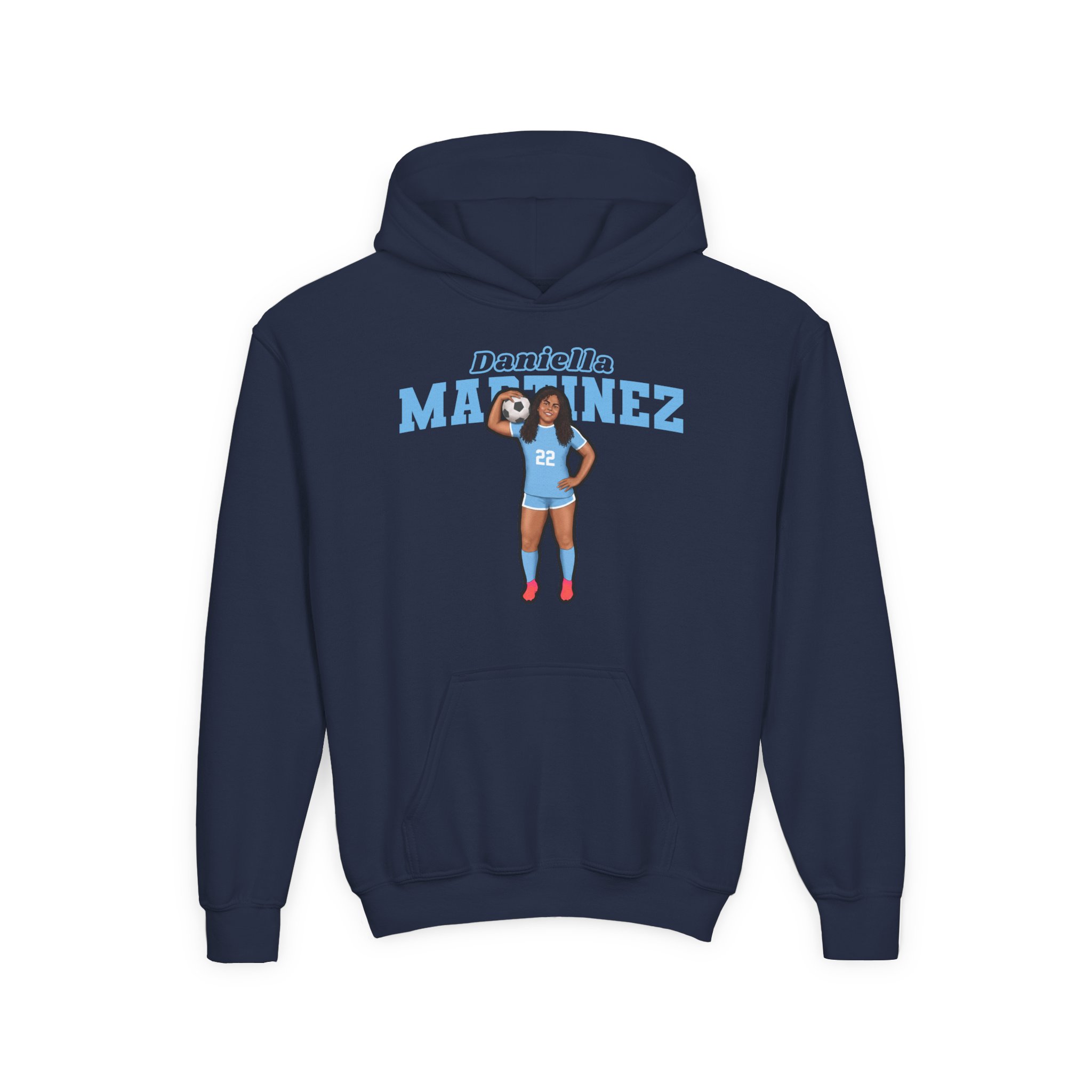 Youth Hoodie — character_name_arch in Navy