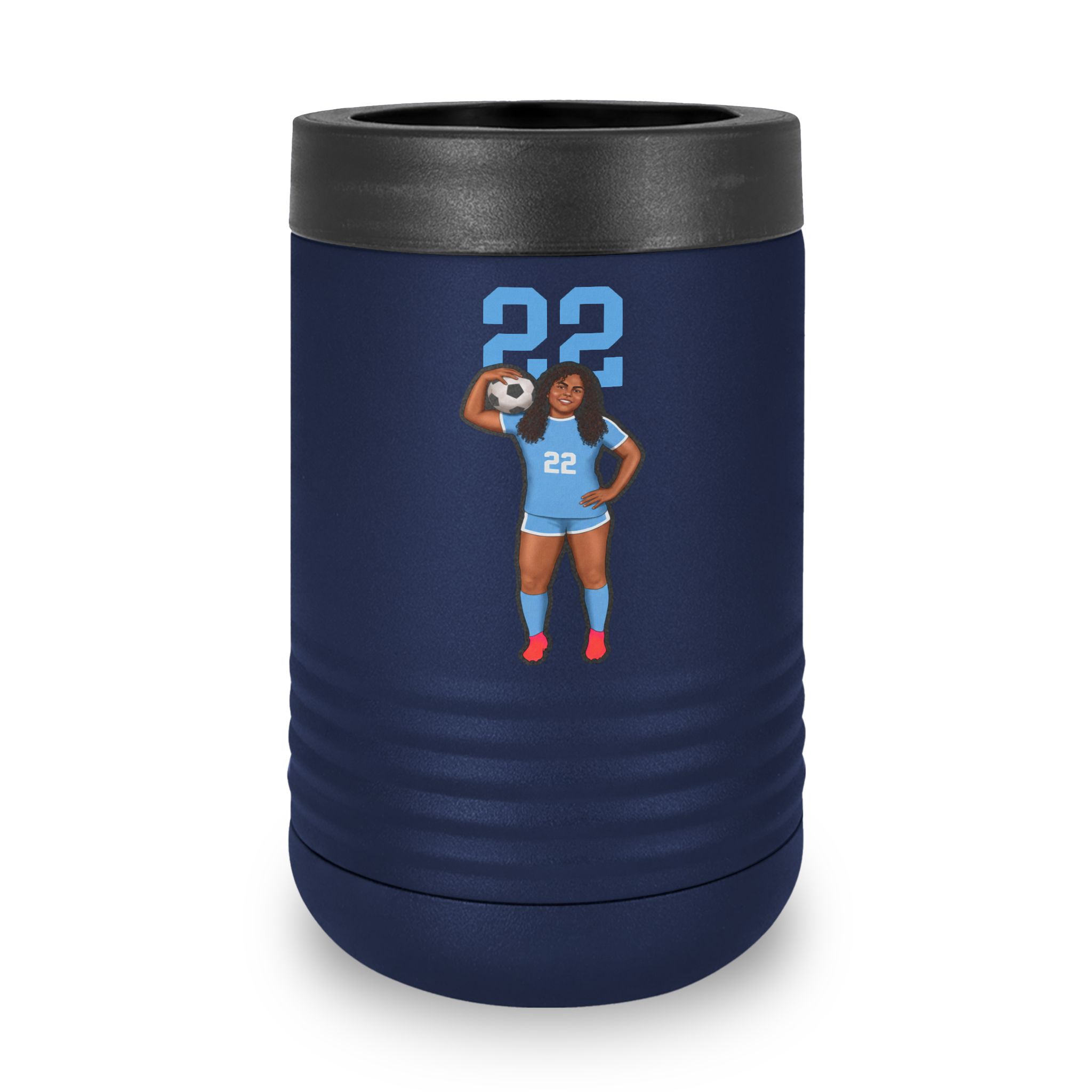Stainless Can Cooler — character_number_top in Navy