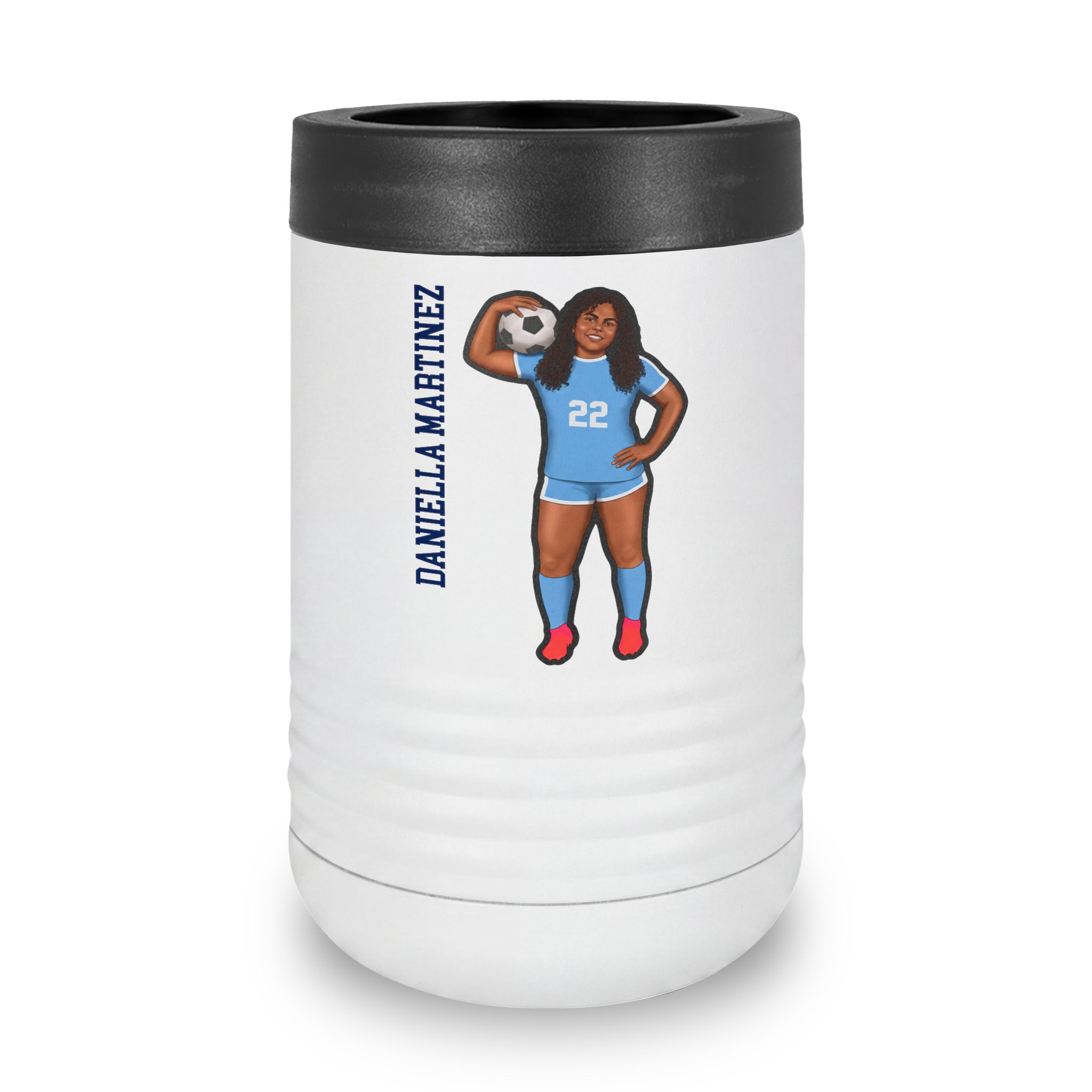 Stainless Can Cooler — character_name_vertical in White