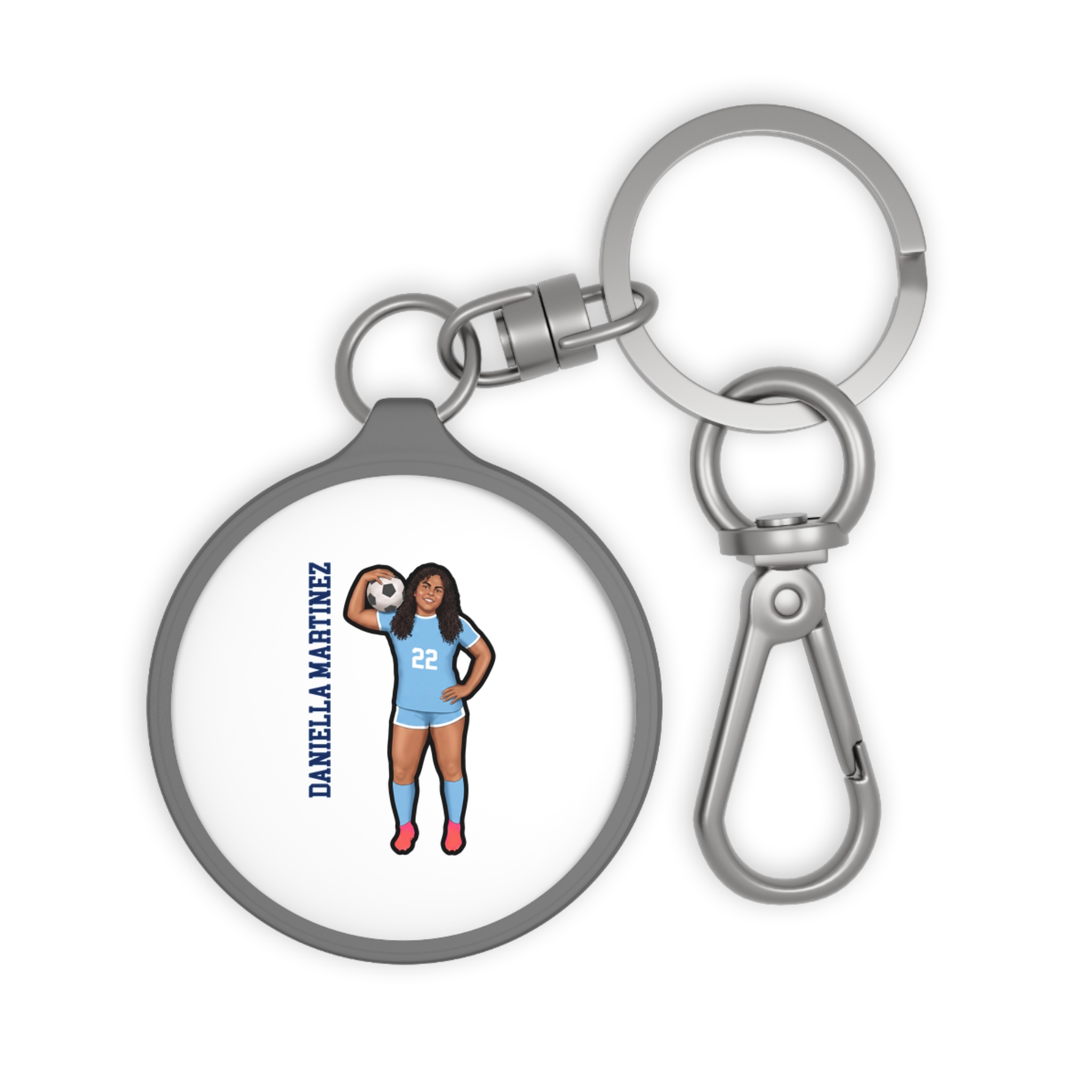 Keychain — character_name_vertical in Grey