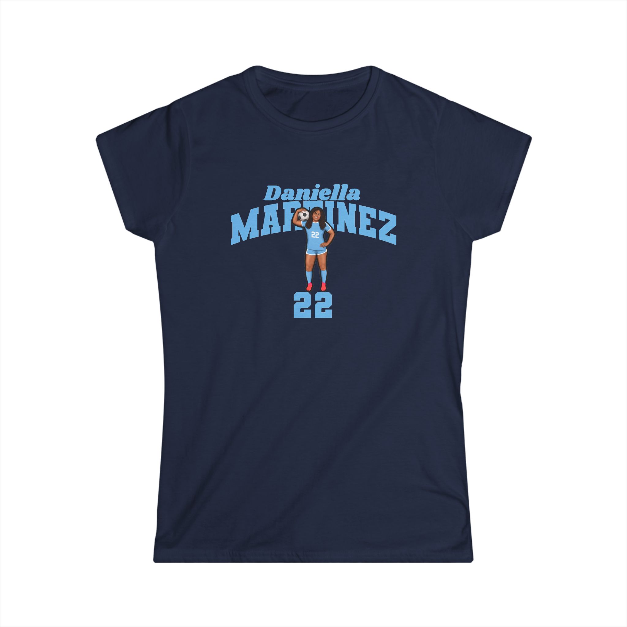 Women's Softstyle Tee — character_signature_arch in Navy