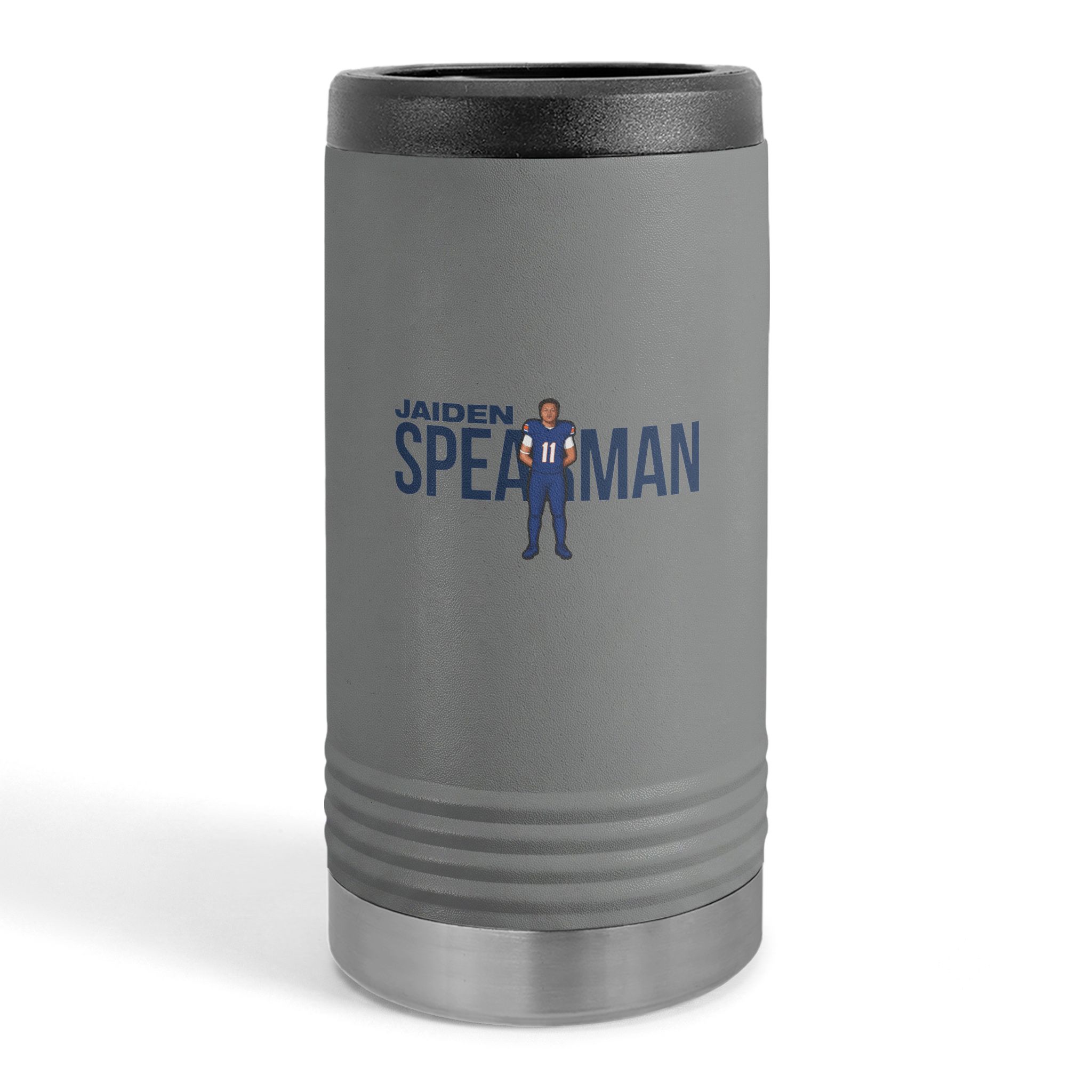 Slim Stainless Can Cooler — character_player_name in Grey