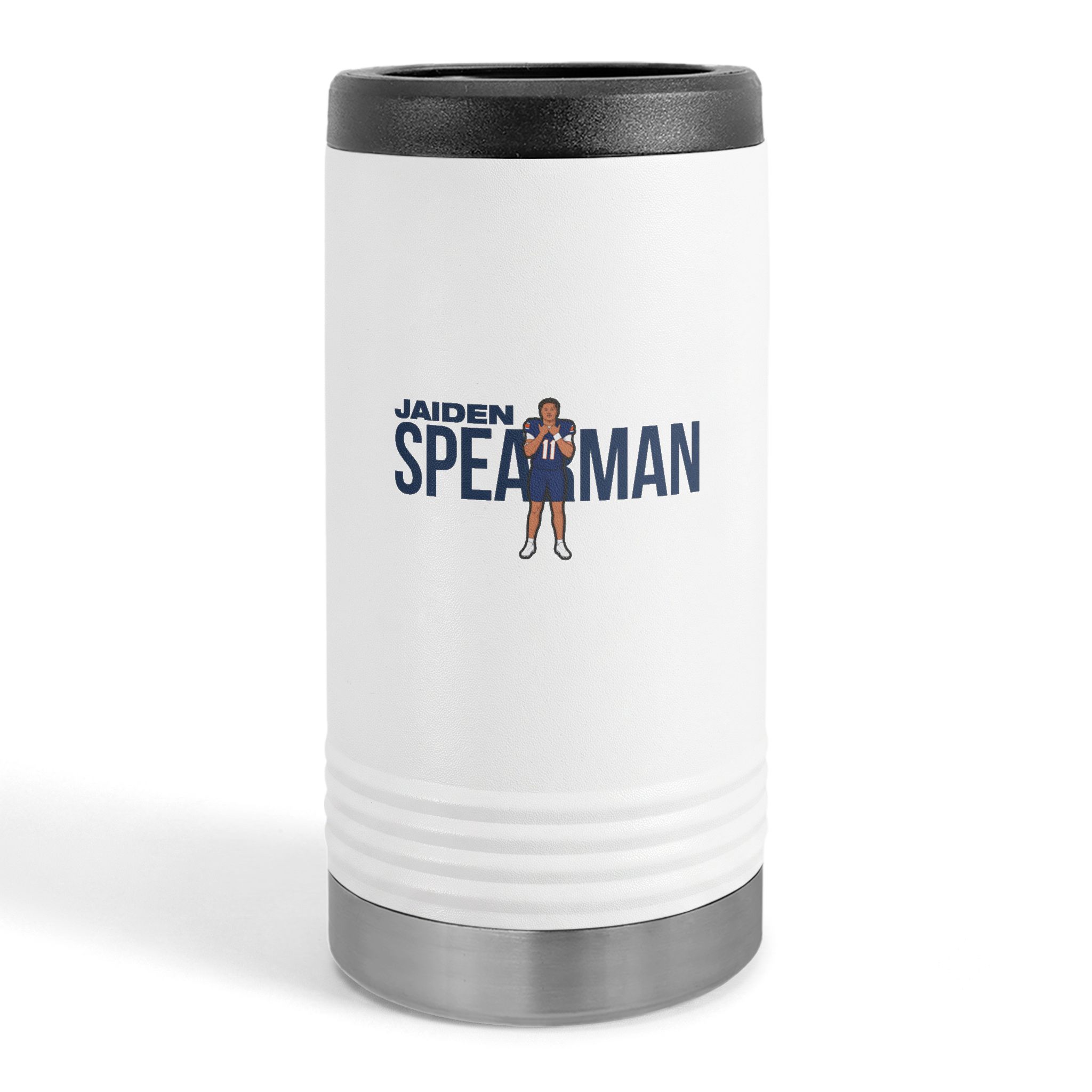 Slim Stainless Can Cooler — character_player_name in White