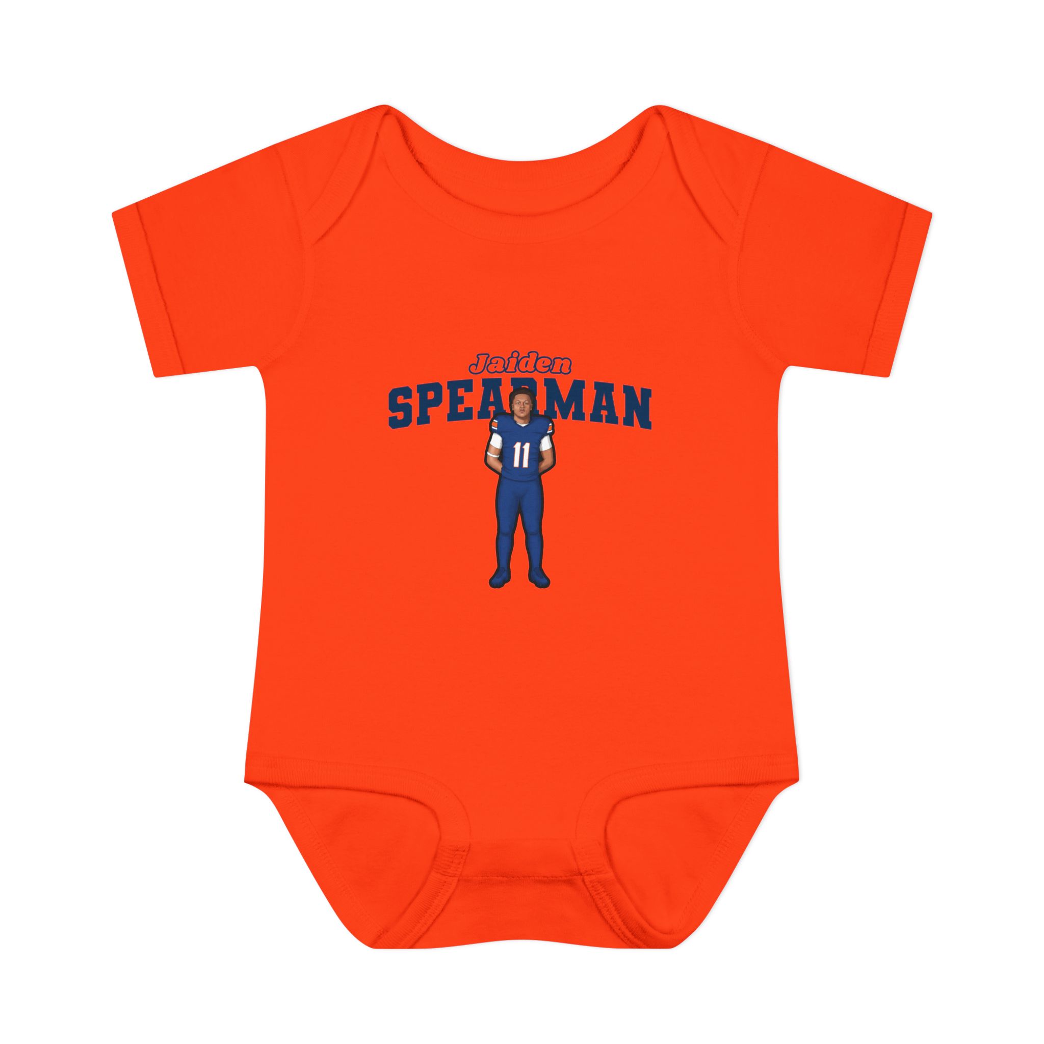 Baby Onesie — character_name_arch in Orange