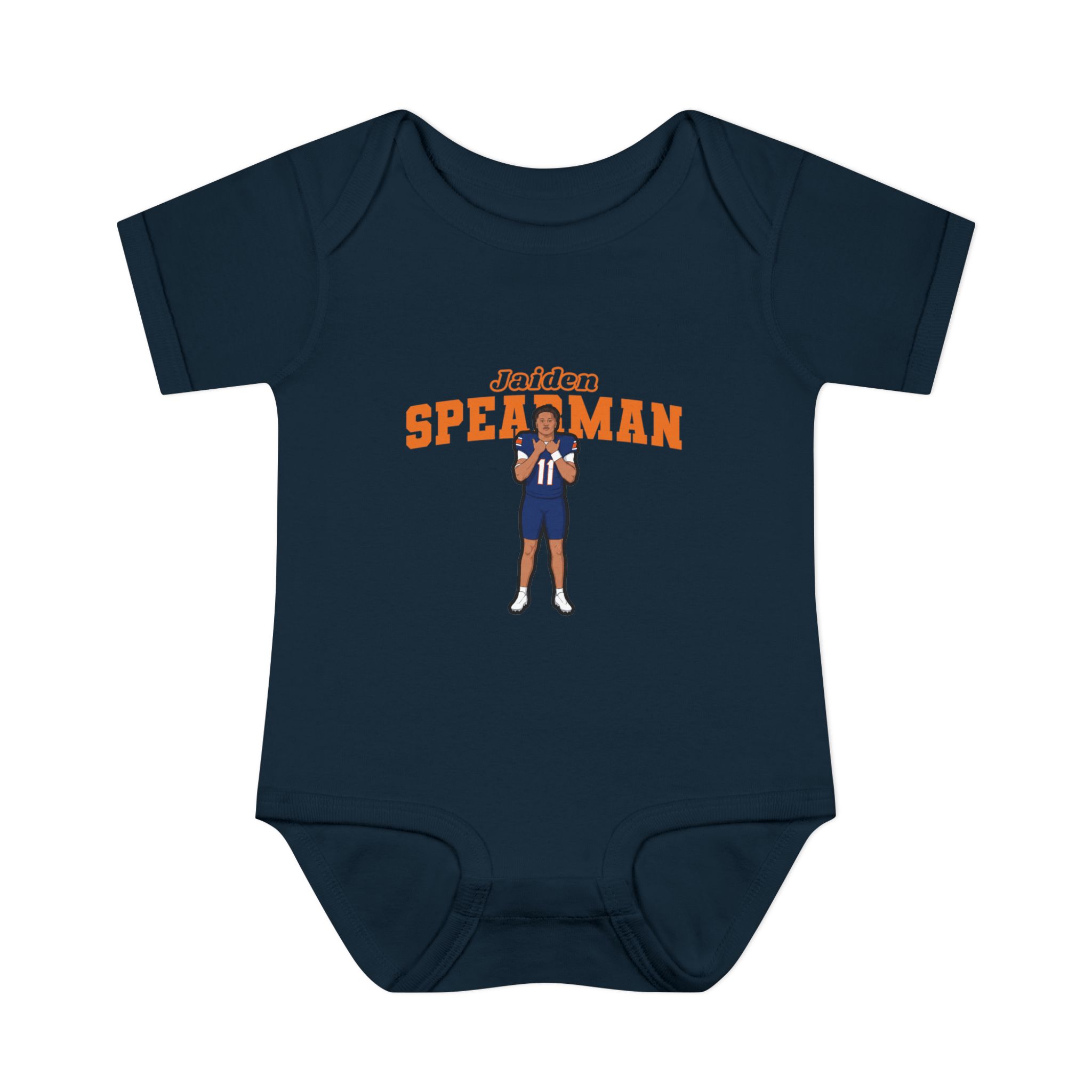 Baby Onesie — character_name_arch in Navy