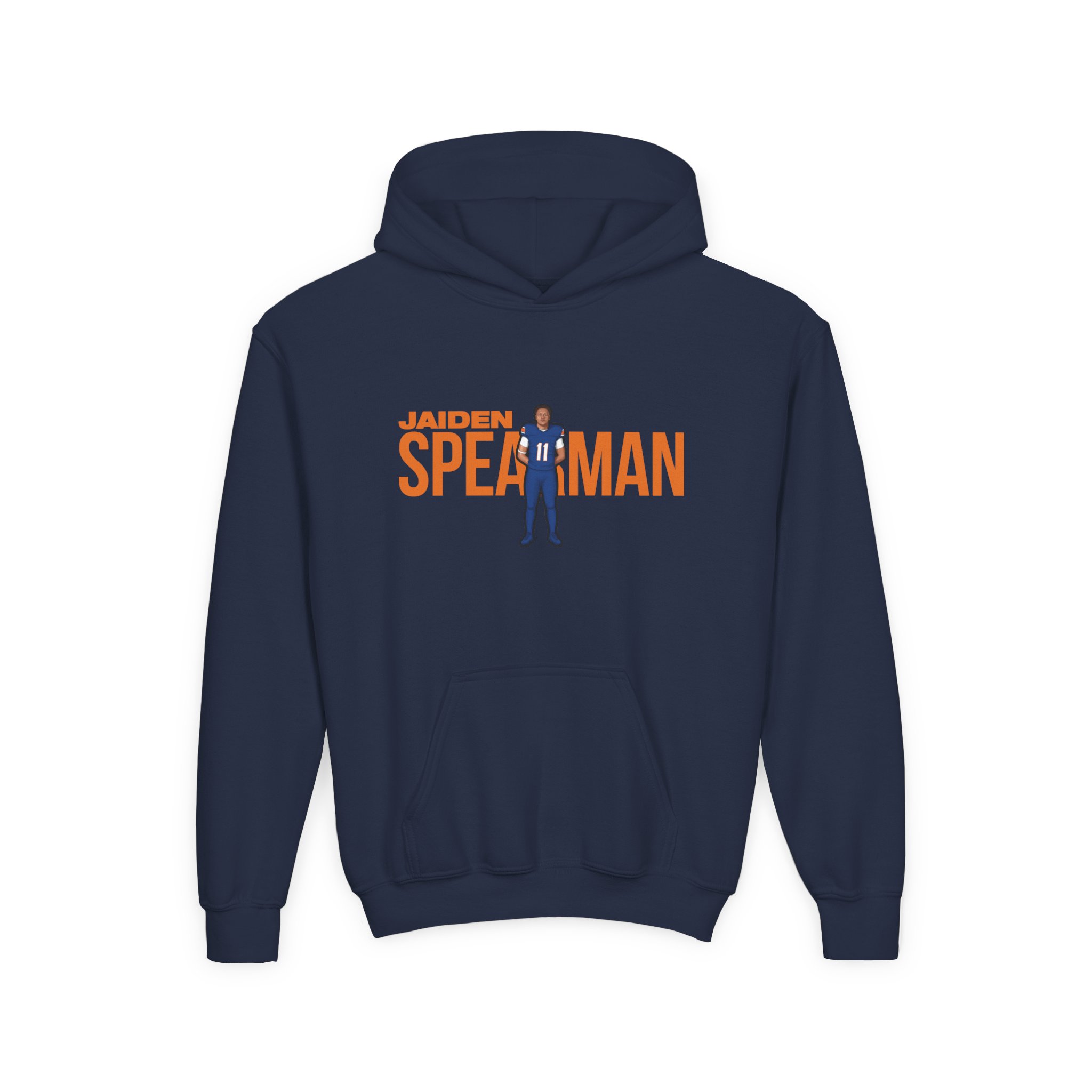 Youth Hoodie — character_player_name in Navy
