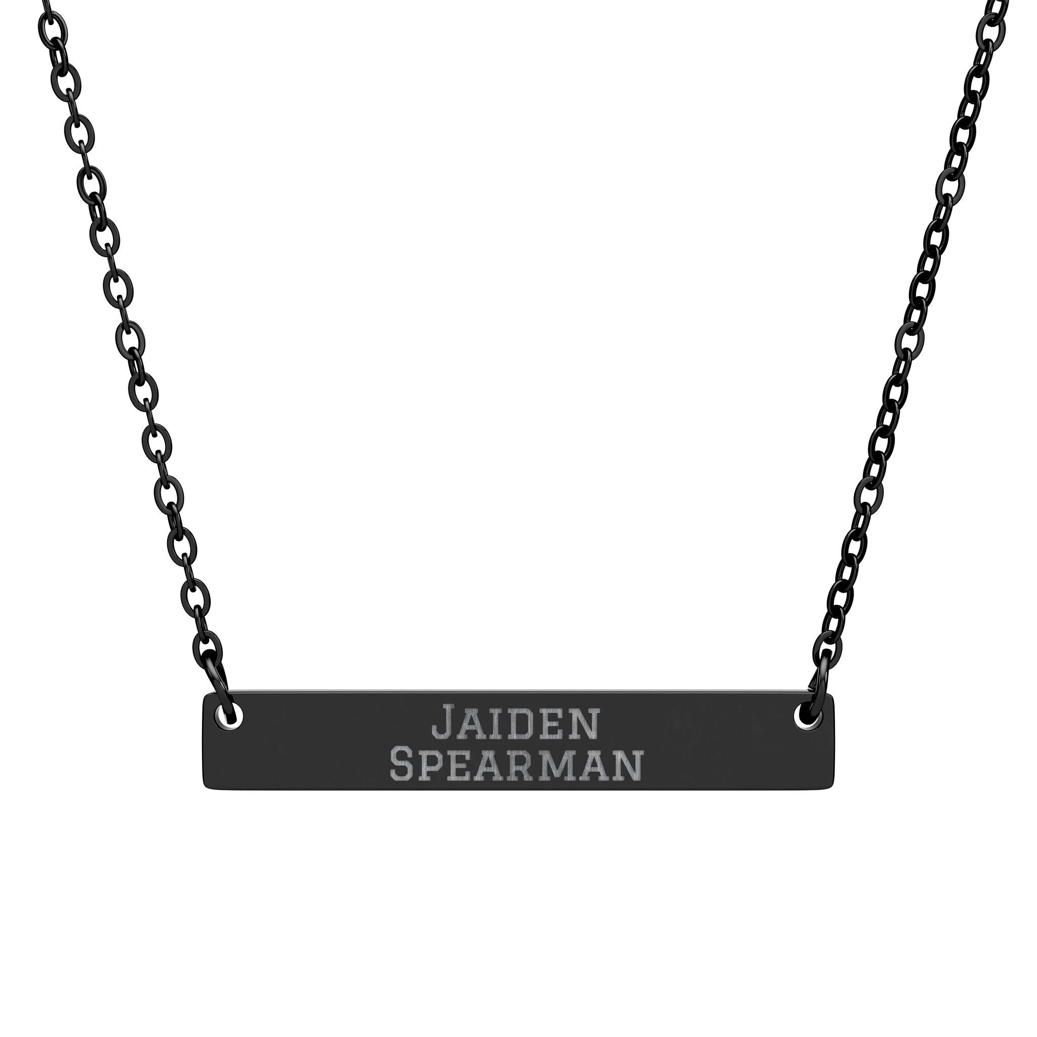 Engraved Bar Necklace — Classic in Black