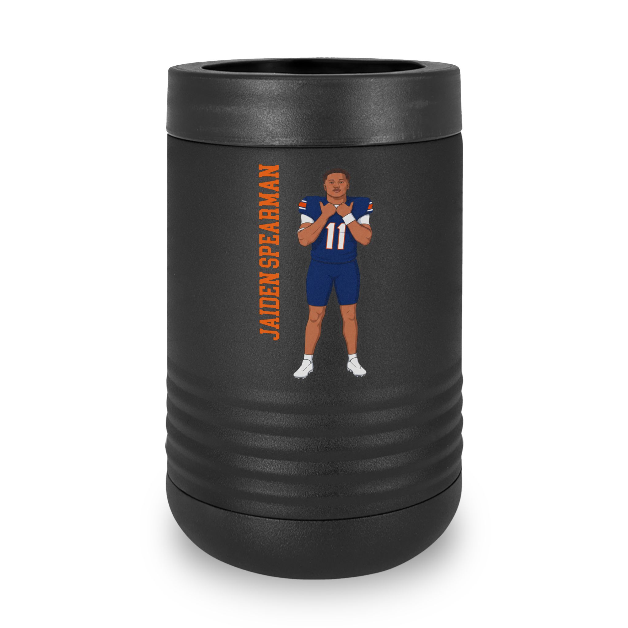 Stainless Can Cooler — character_name_vertical in Black