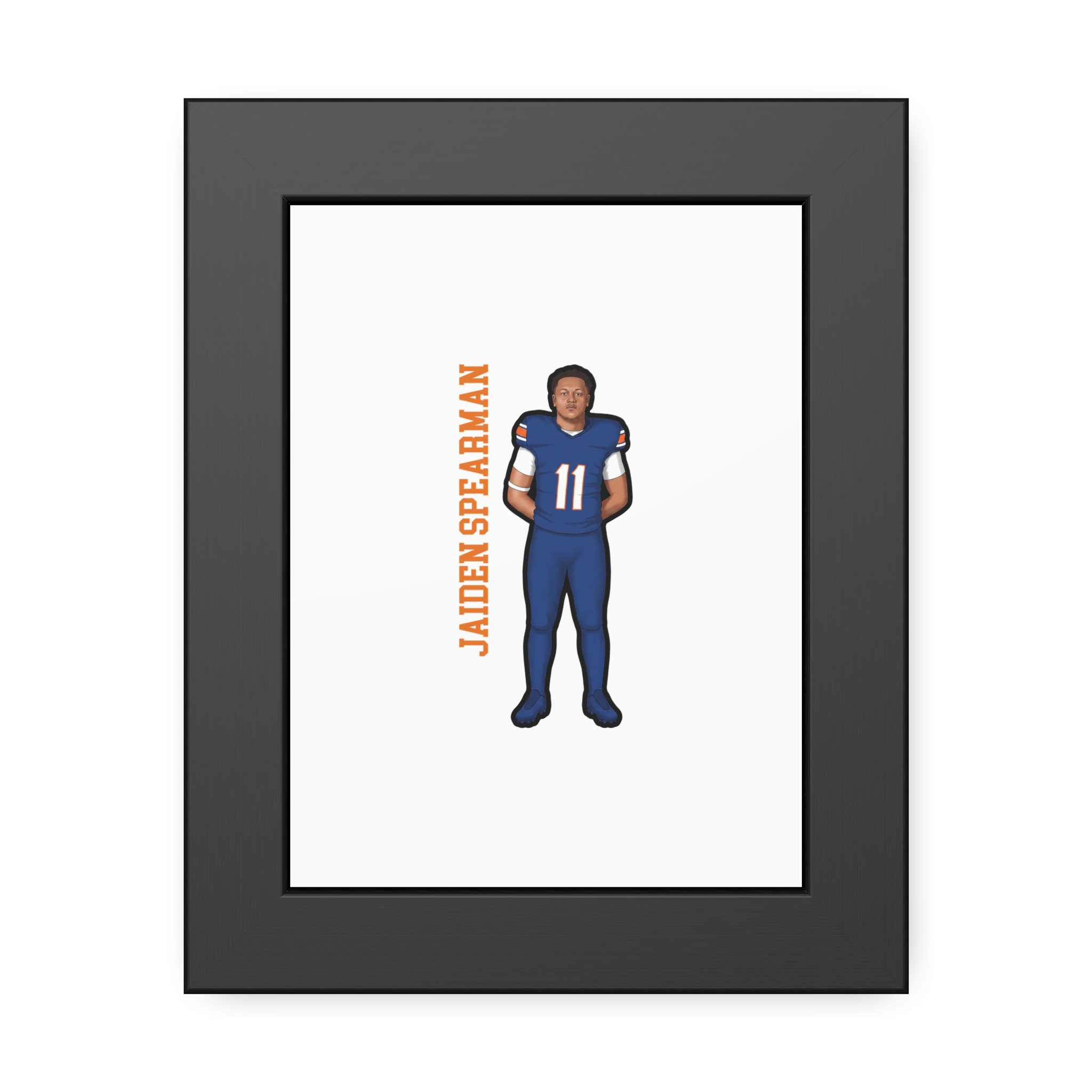 Framed Poster — character_name_vertical in Black