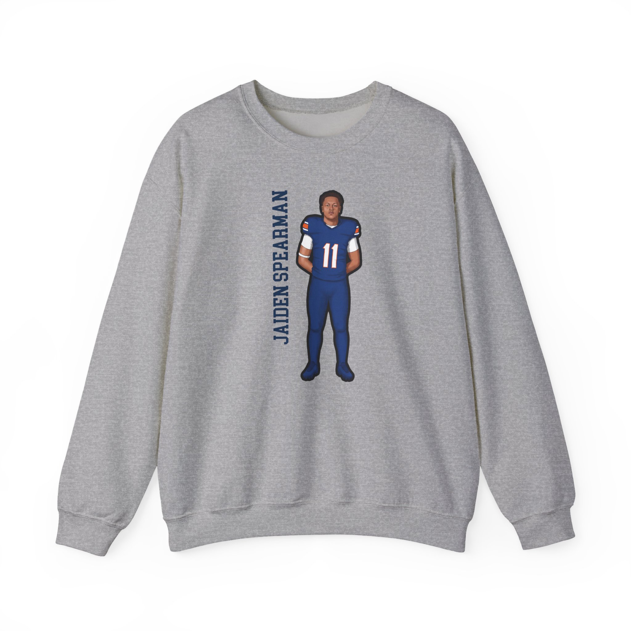 Crewneck Sweatshirt — character_name_vertical in Grey