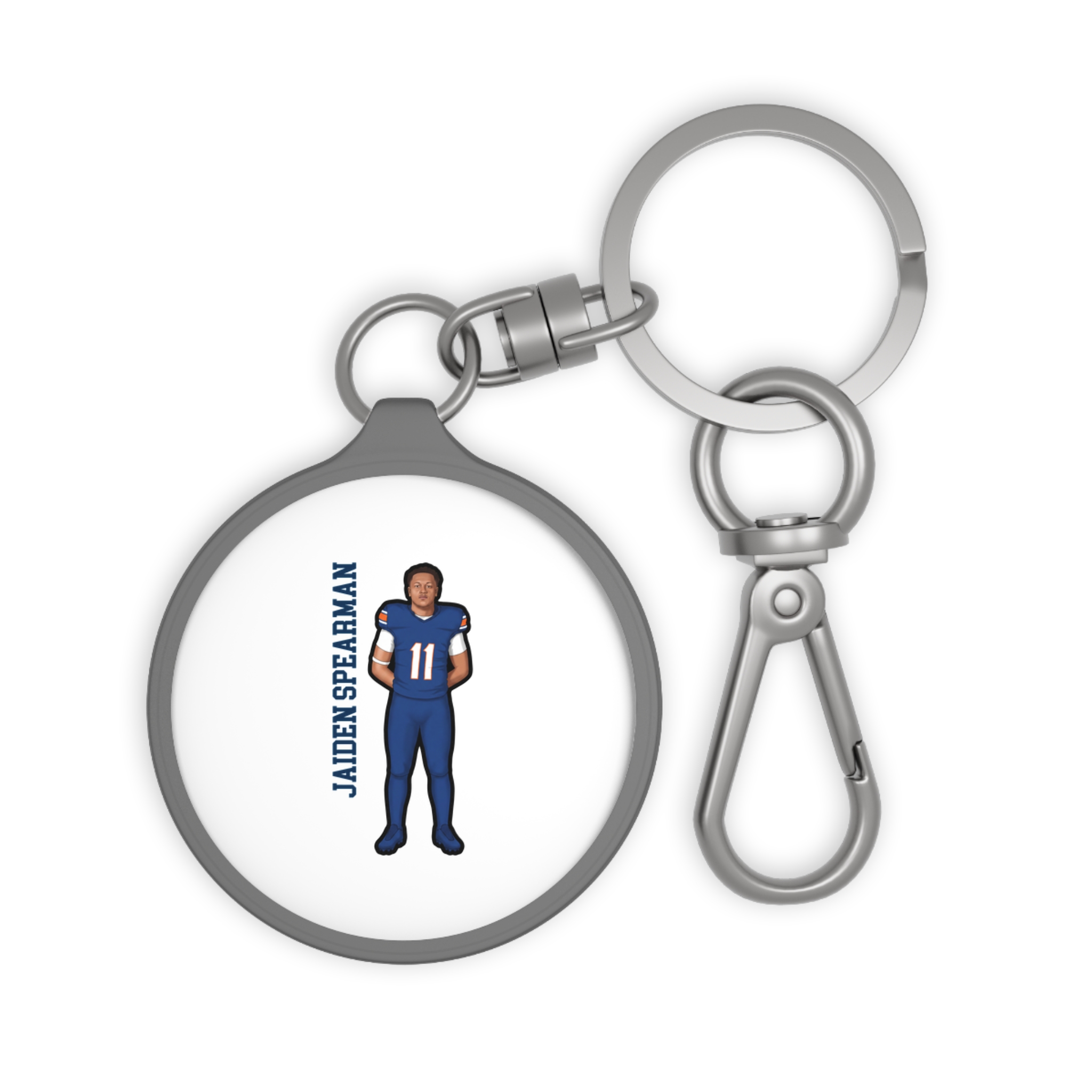 Keychain — character_name_vertical in Grey