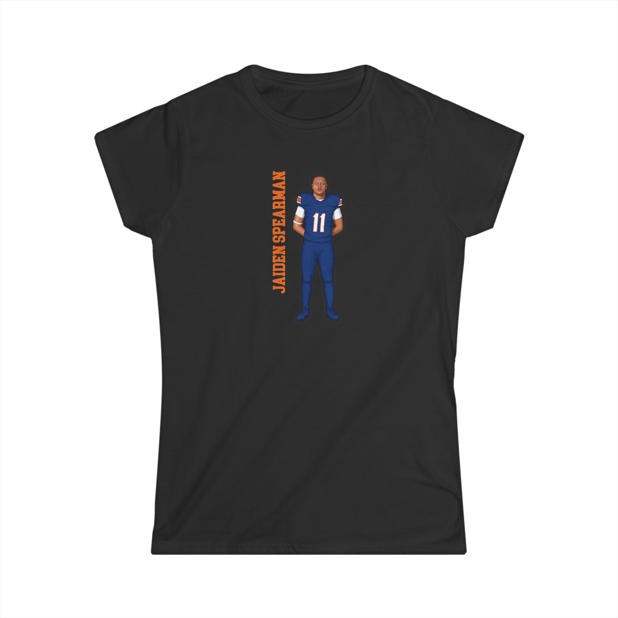 Women's Softstyle Tee — character_name_vertical in Black