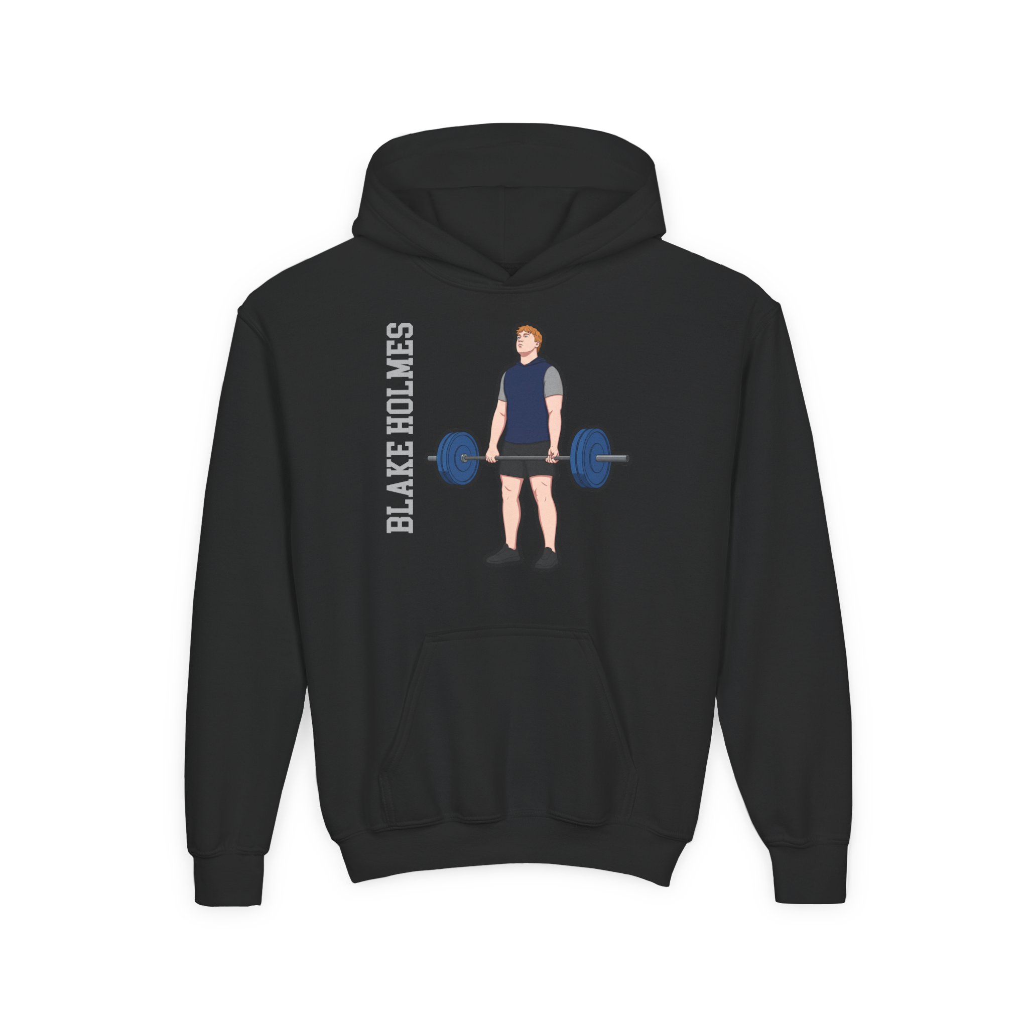 Youth Hoodie — character_name_vertical in Black