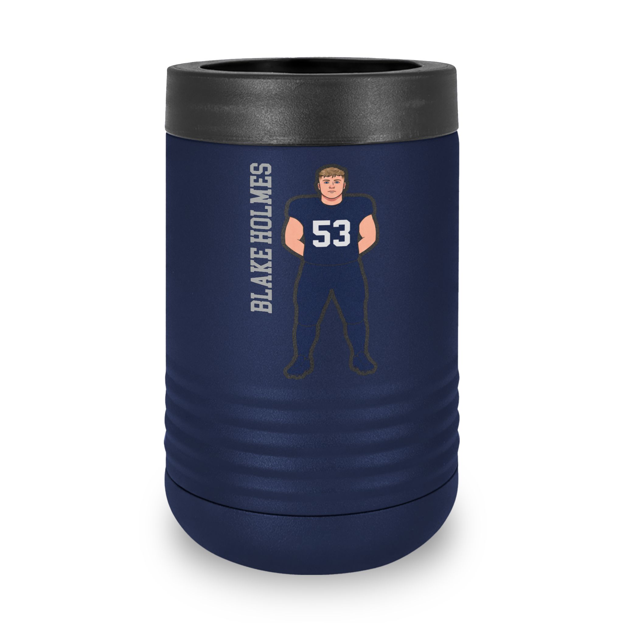 Stainless Can Cooler — character_name_vertical in Navy