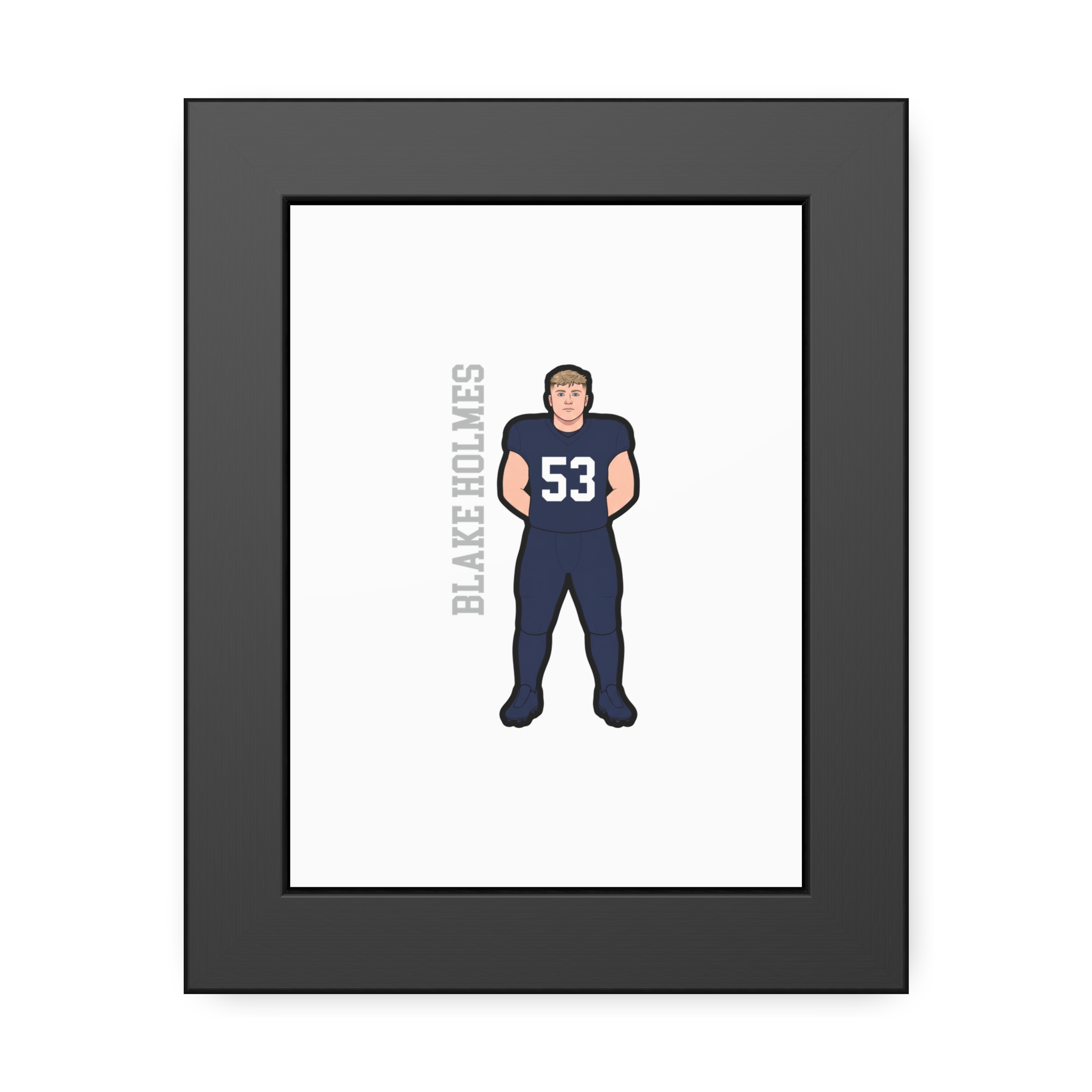 Framed Poster — character_name_vertical in Black