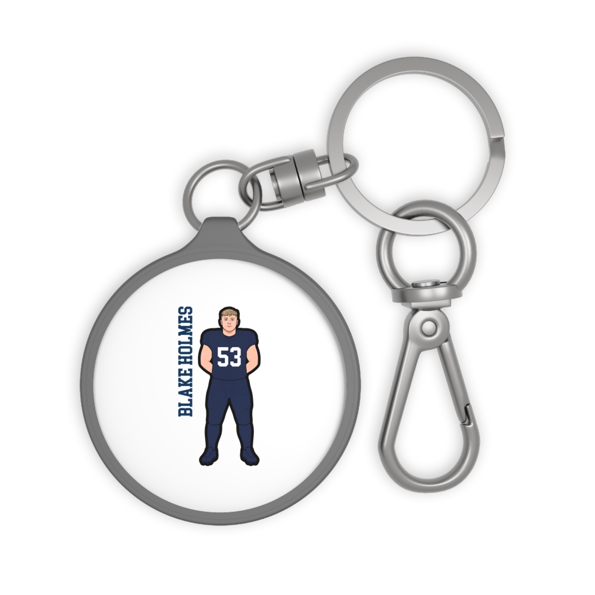 Keychain — character_name_vertical in Grey