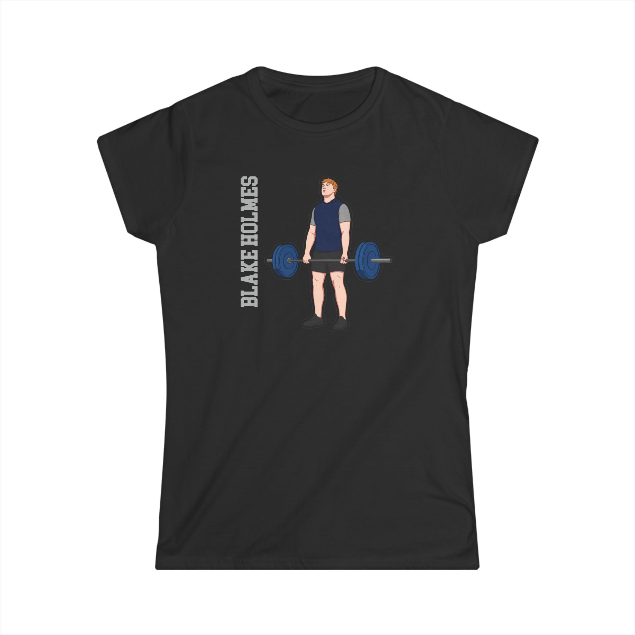 Women's Softstyle Tee — character_name_vertical in Black