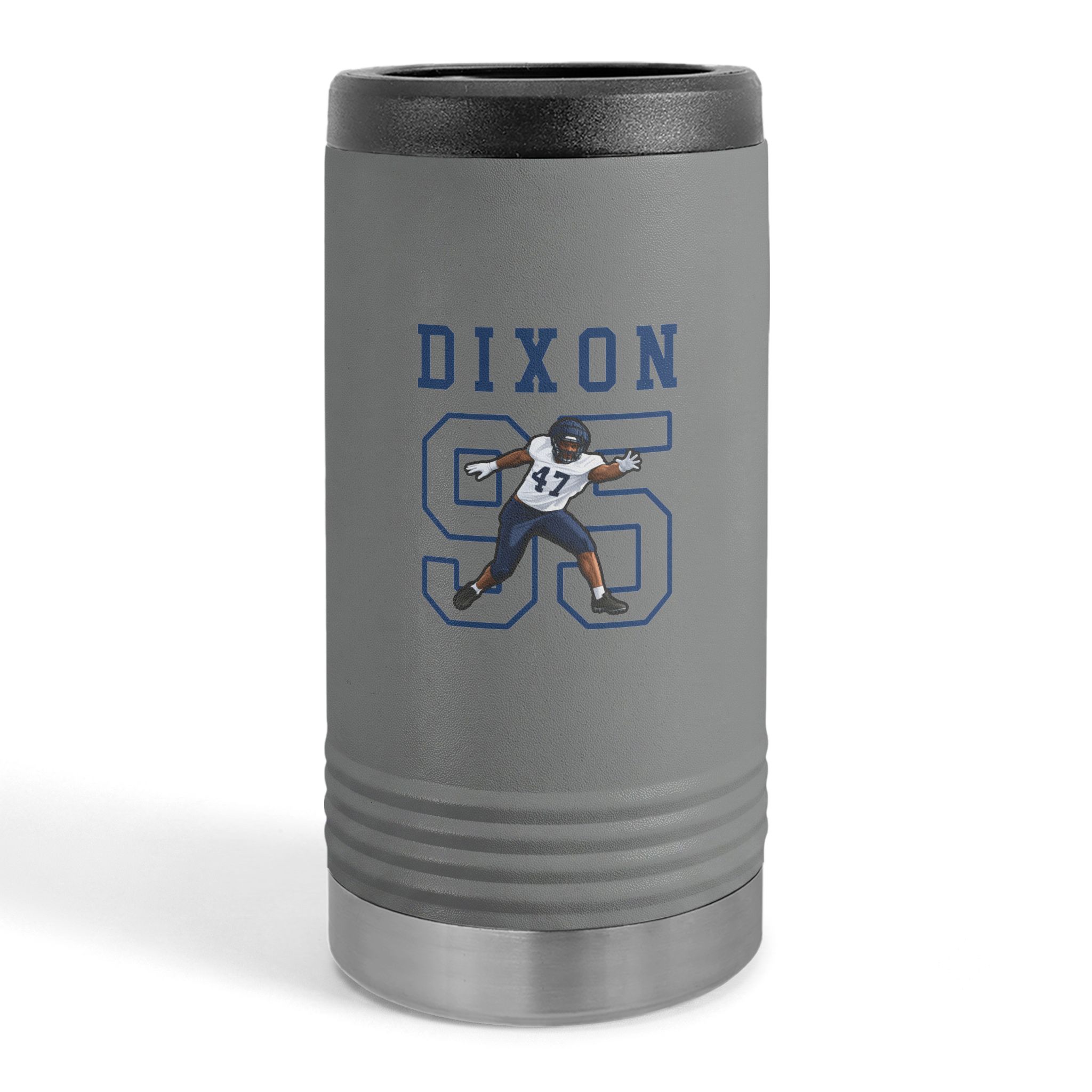 Slim Stainless Can Cooler — character_shirsey in Grey