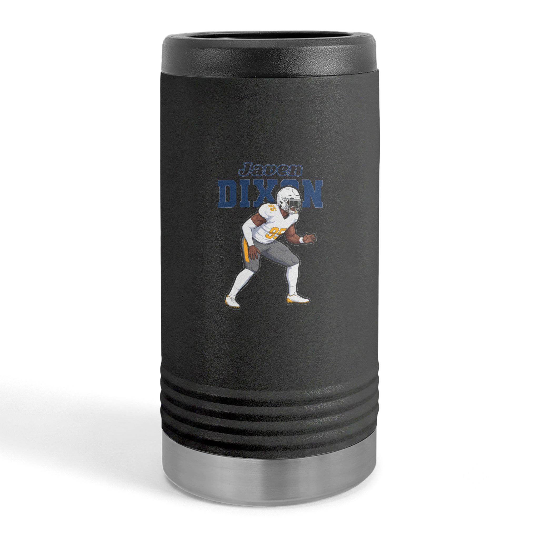 Slim Stainless Can Cooler — character_name_arch in Black
