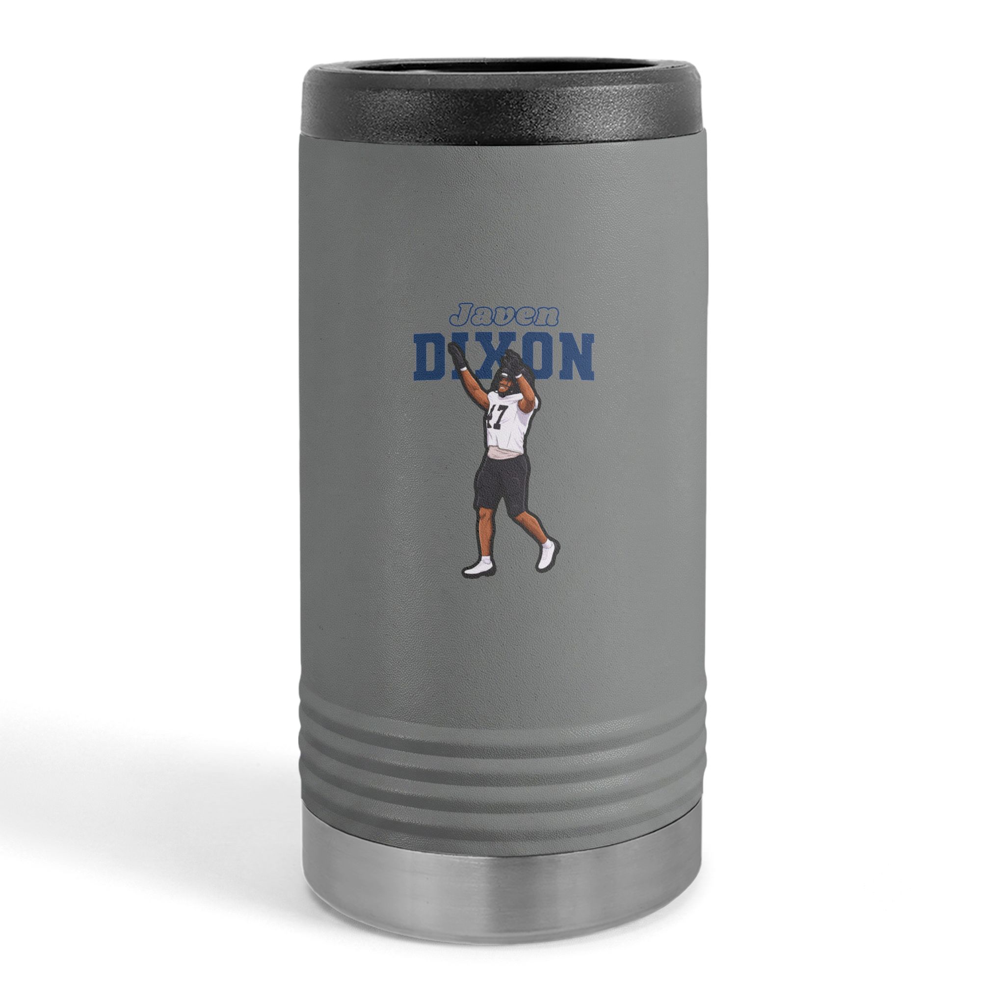 Slim Stainless Can Cooler — character_name_arch in Grey