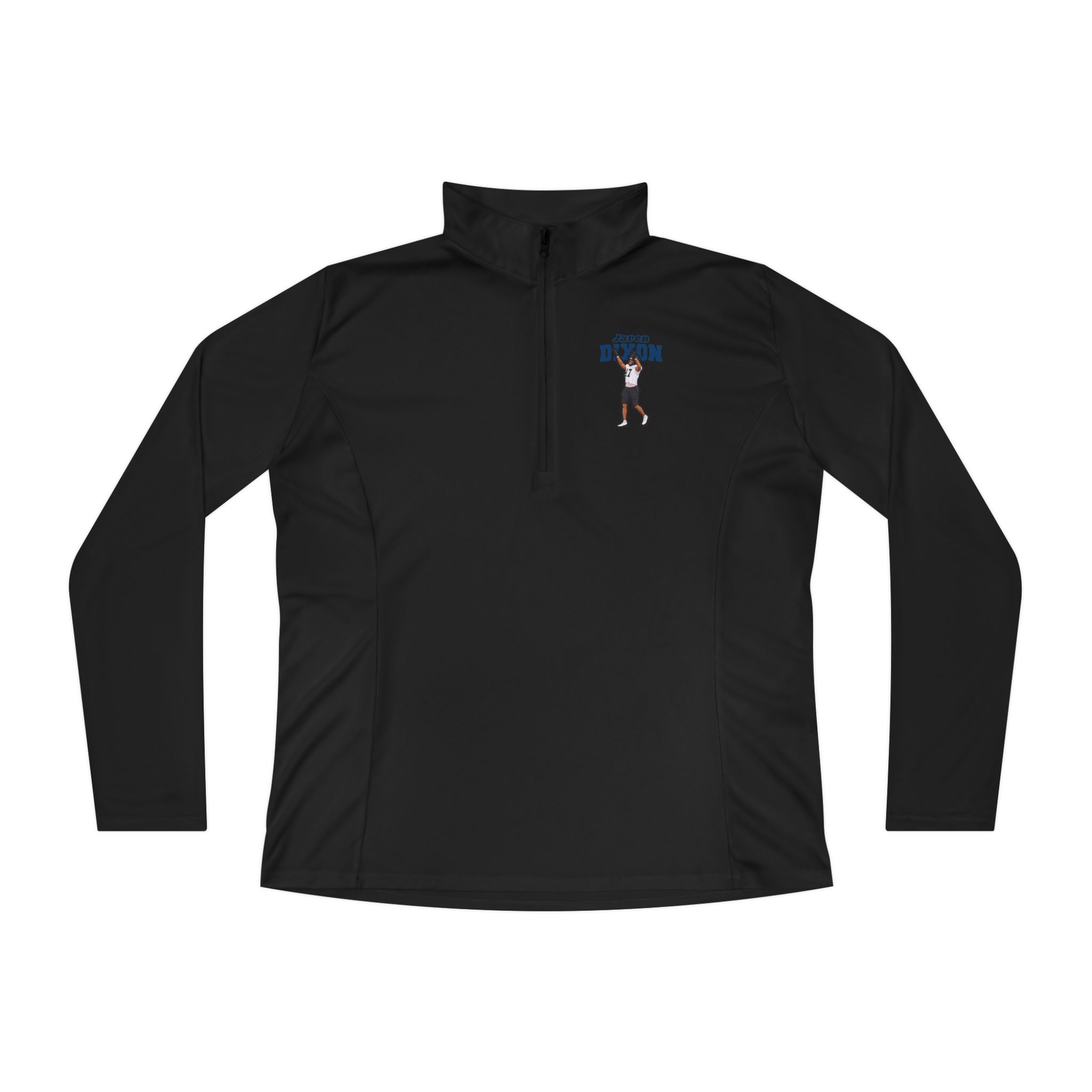 Women's Q-Zip Pullover — character_name_arch in Black