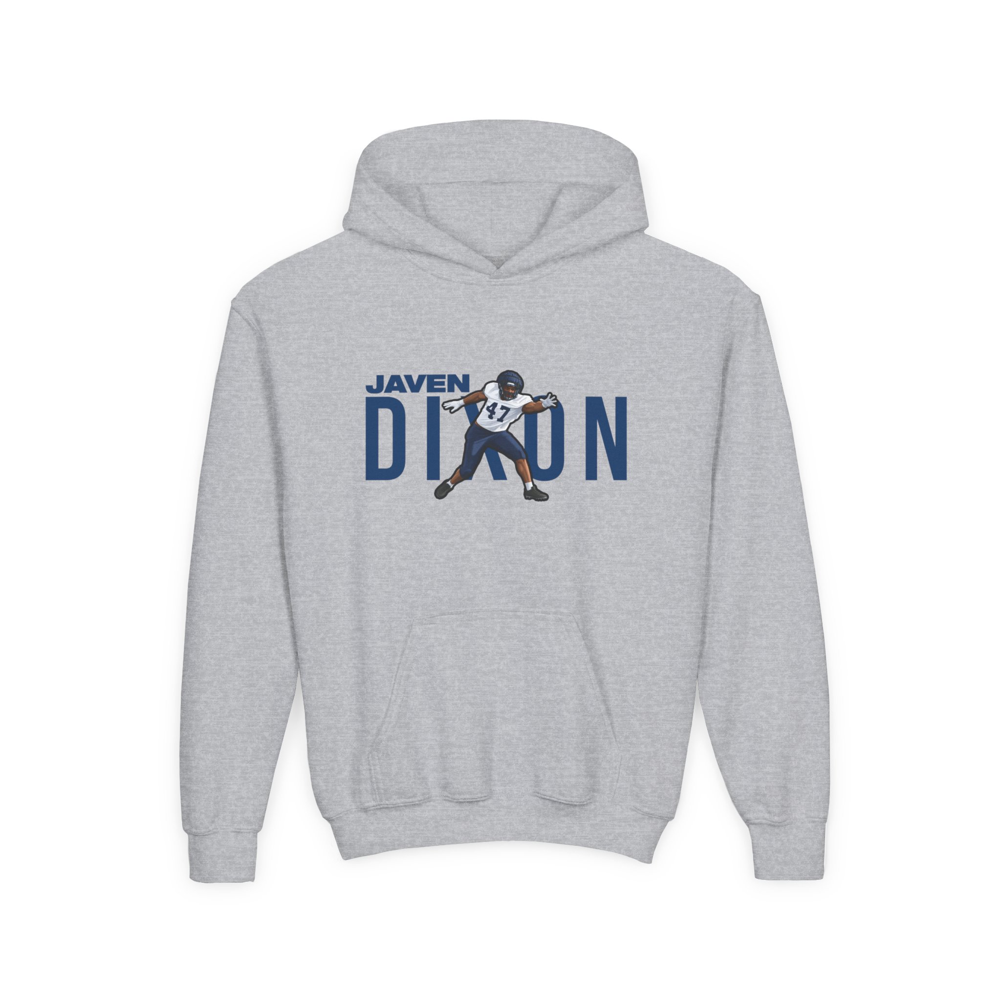 Youth Hoodie — character_player_name in Grey