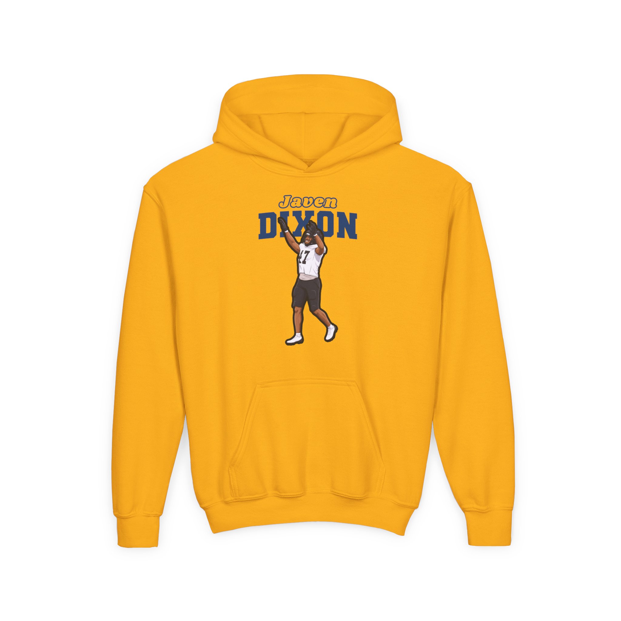 Youth Hoodie — character_name_arch in Gold