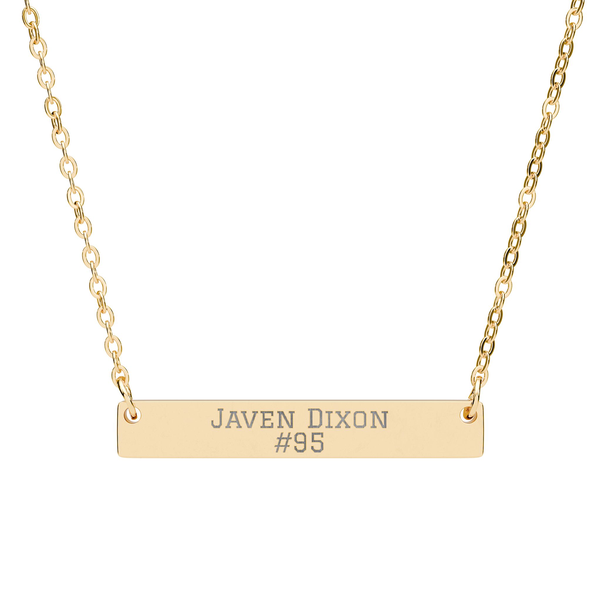Engraved Bar Necklace — Name & Number in Gold