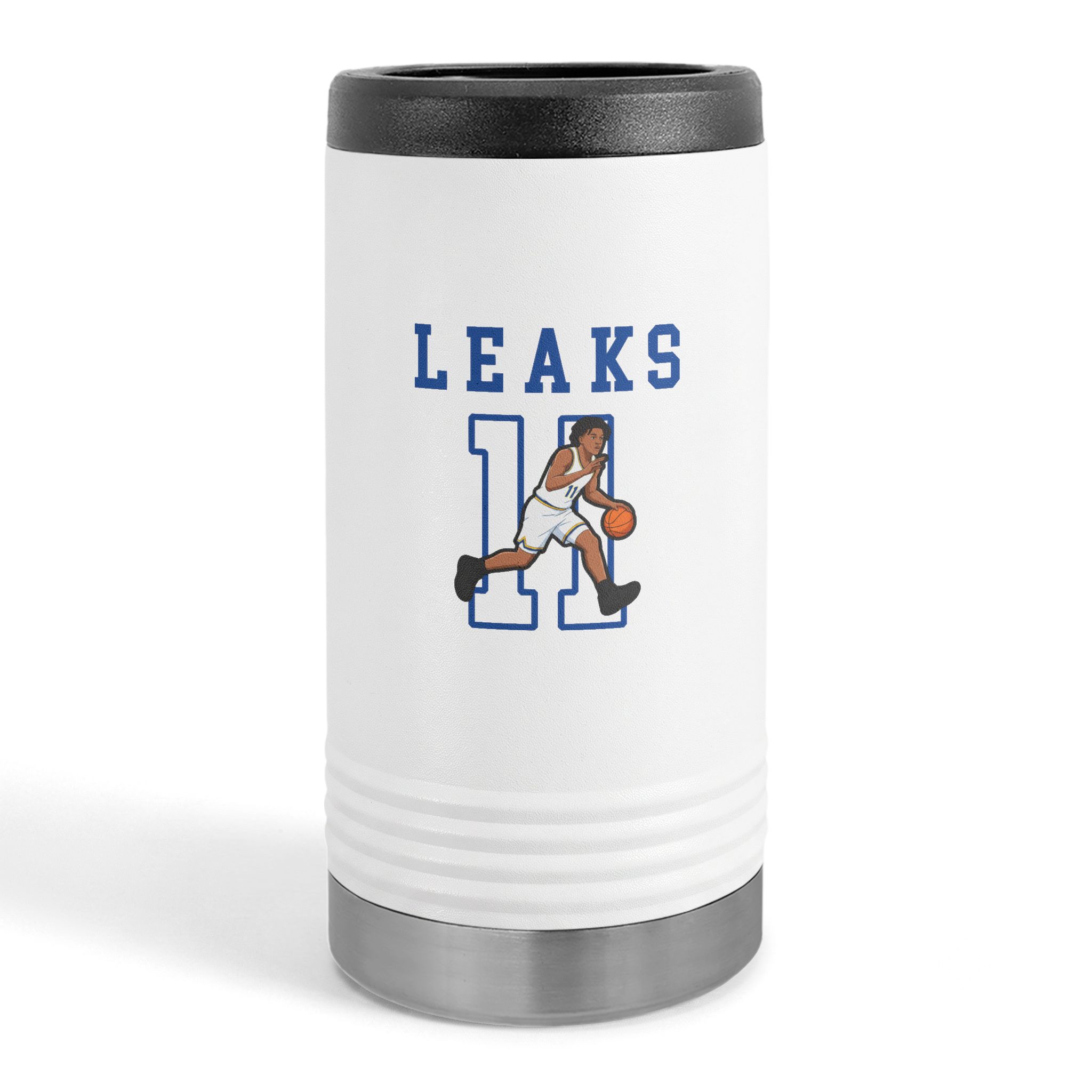 Slim Stainless Can Cooler — character_shirsey in White