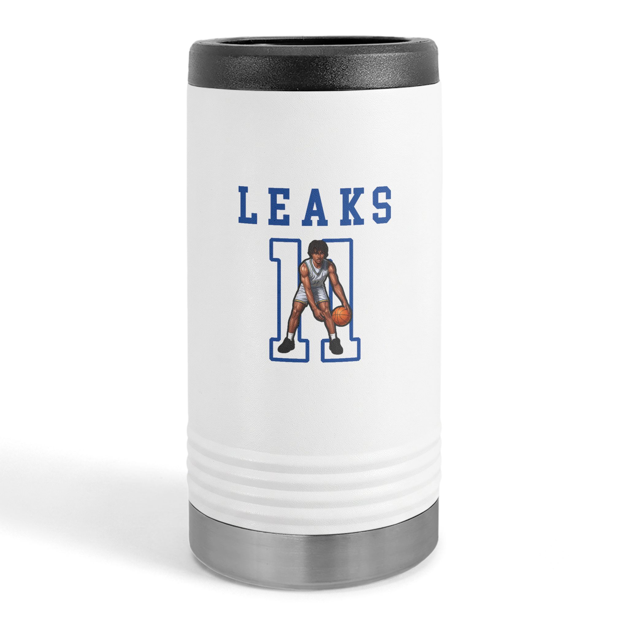 Slim Stainless Can Cooler — character_shirsey in White