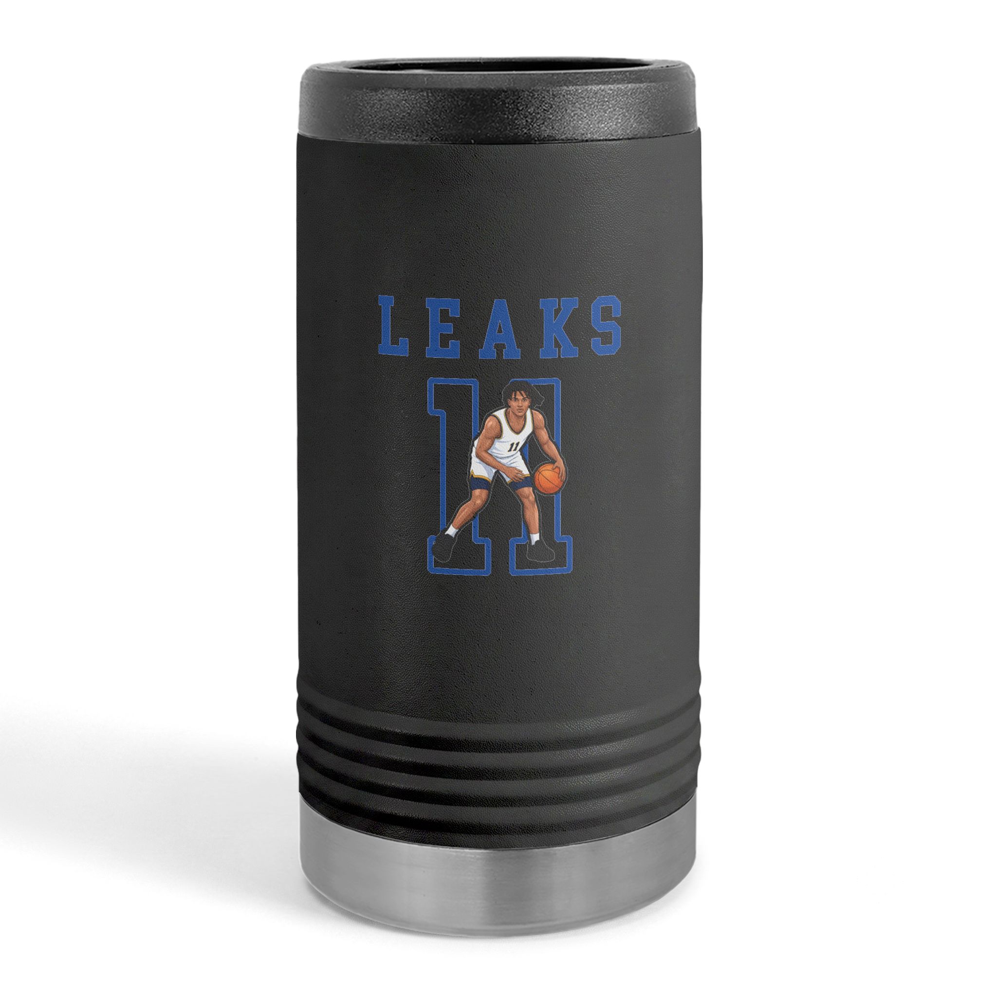 Slim Stainless Can Cooler — character_shirsey in Black
