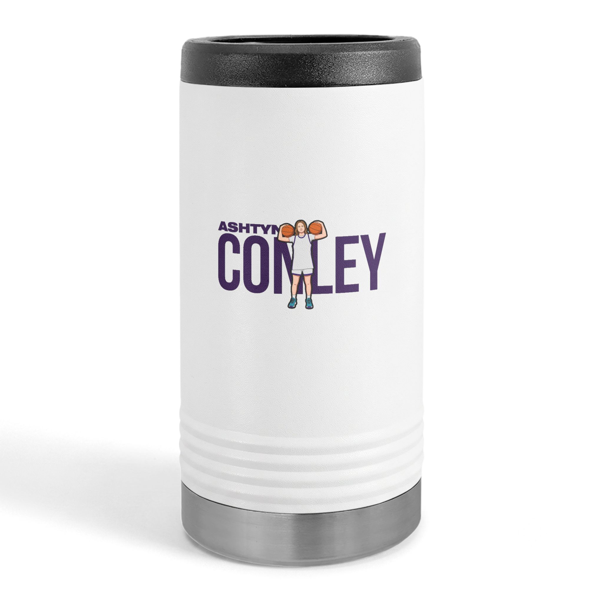 Slim Stainless Can Cooler — character_player_name in White
