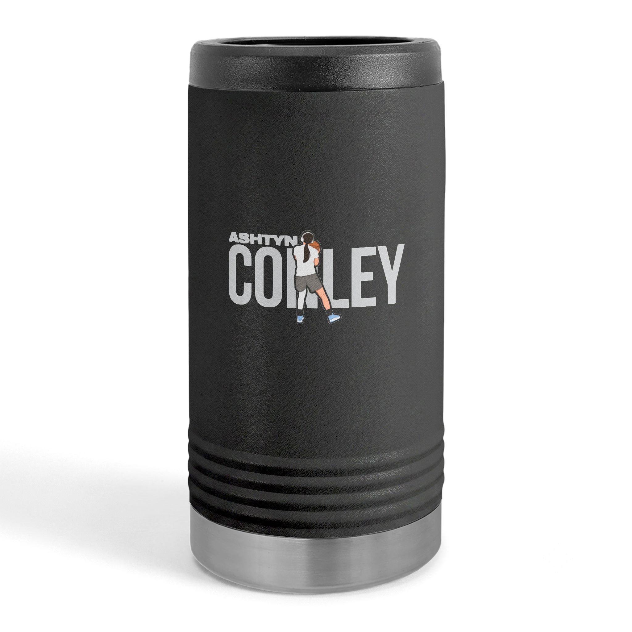 Slim Stainless Can Cooler — character_player_name in Black