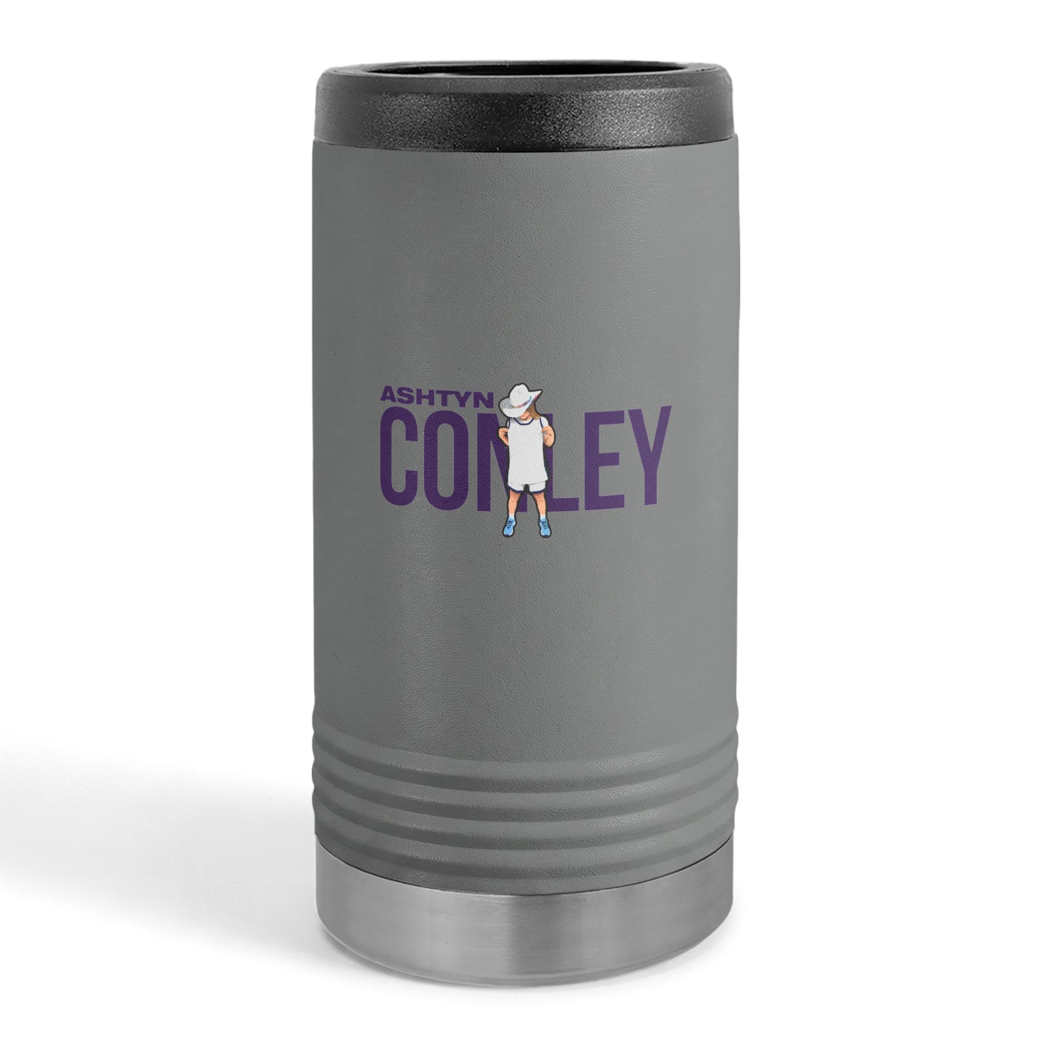 Slim Stainless Can Cooler — character_player_name in Grey