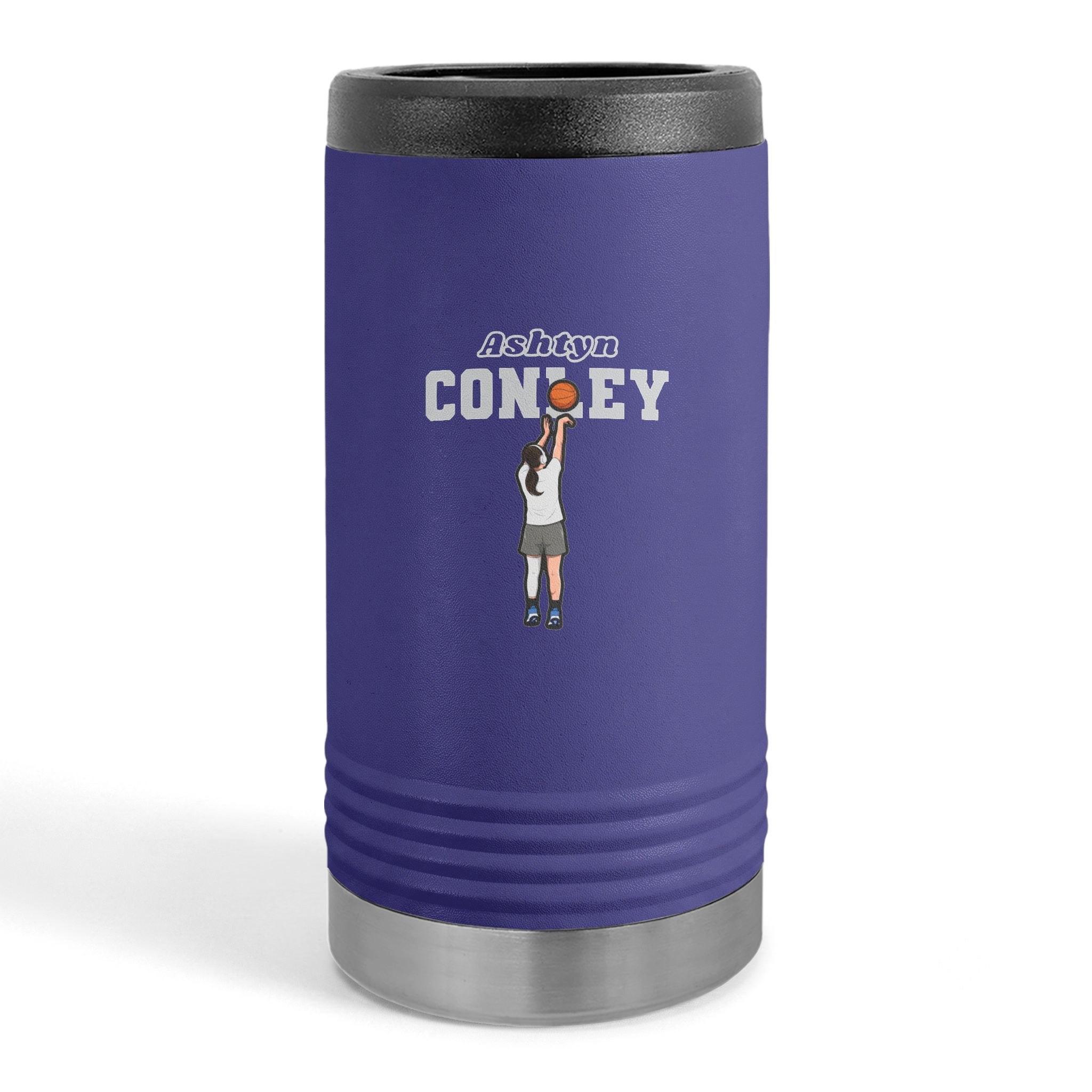 Slim Stainless Can Cooler — character_name_arch in Purple