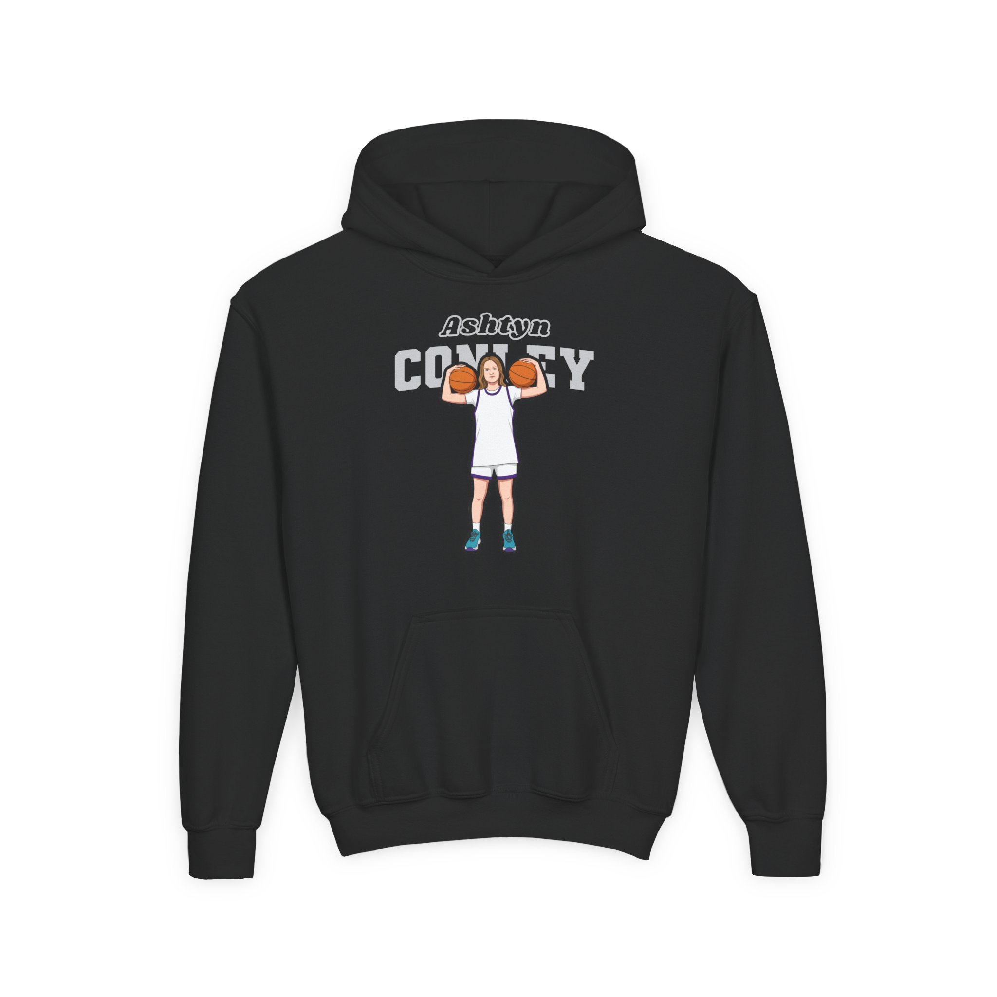 Youth Hoodie — character_name_arch in Black