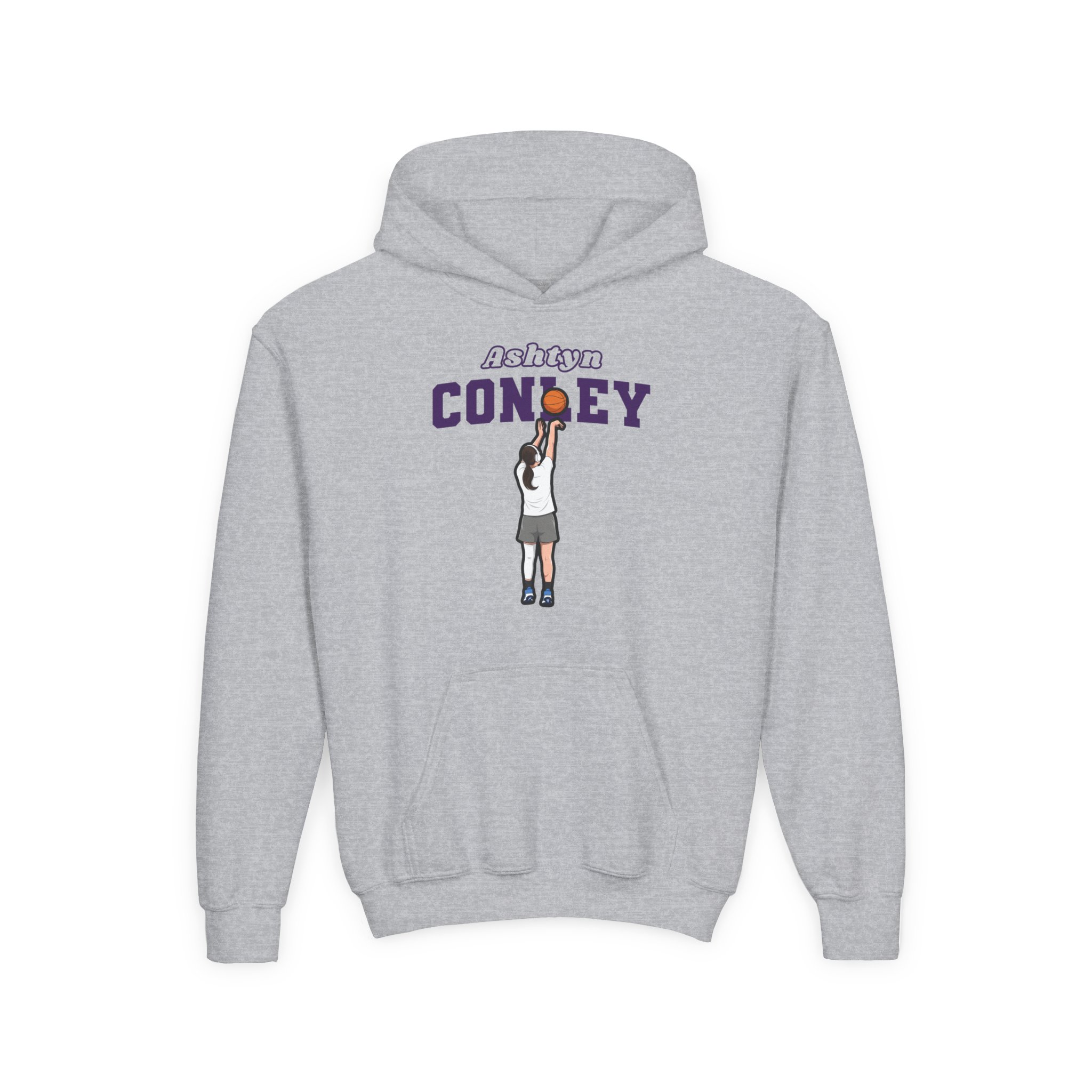 Youth Hoodie — character_name_arch in Grey