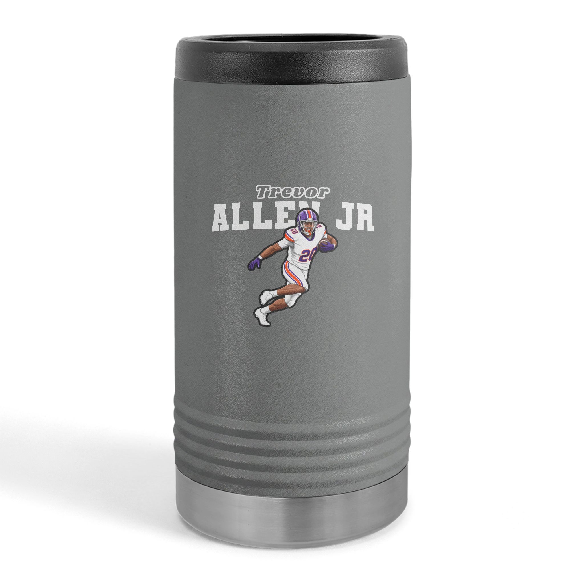 Slim Stainless Can Cooler — character_name_arch in Grey
