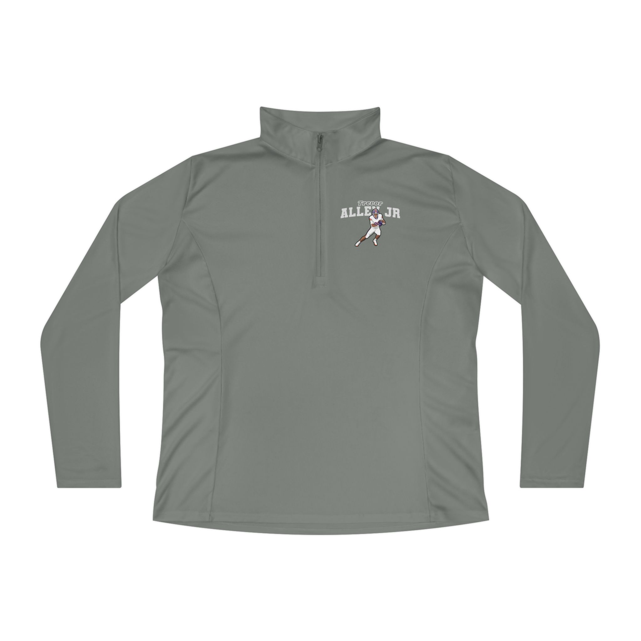 Women's Q-Zip Pullover — character_name_arch in Grey