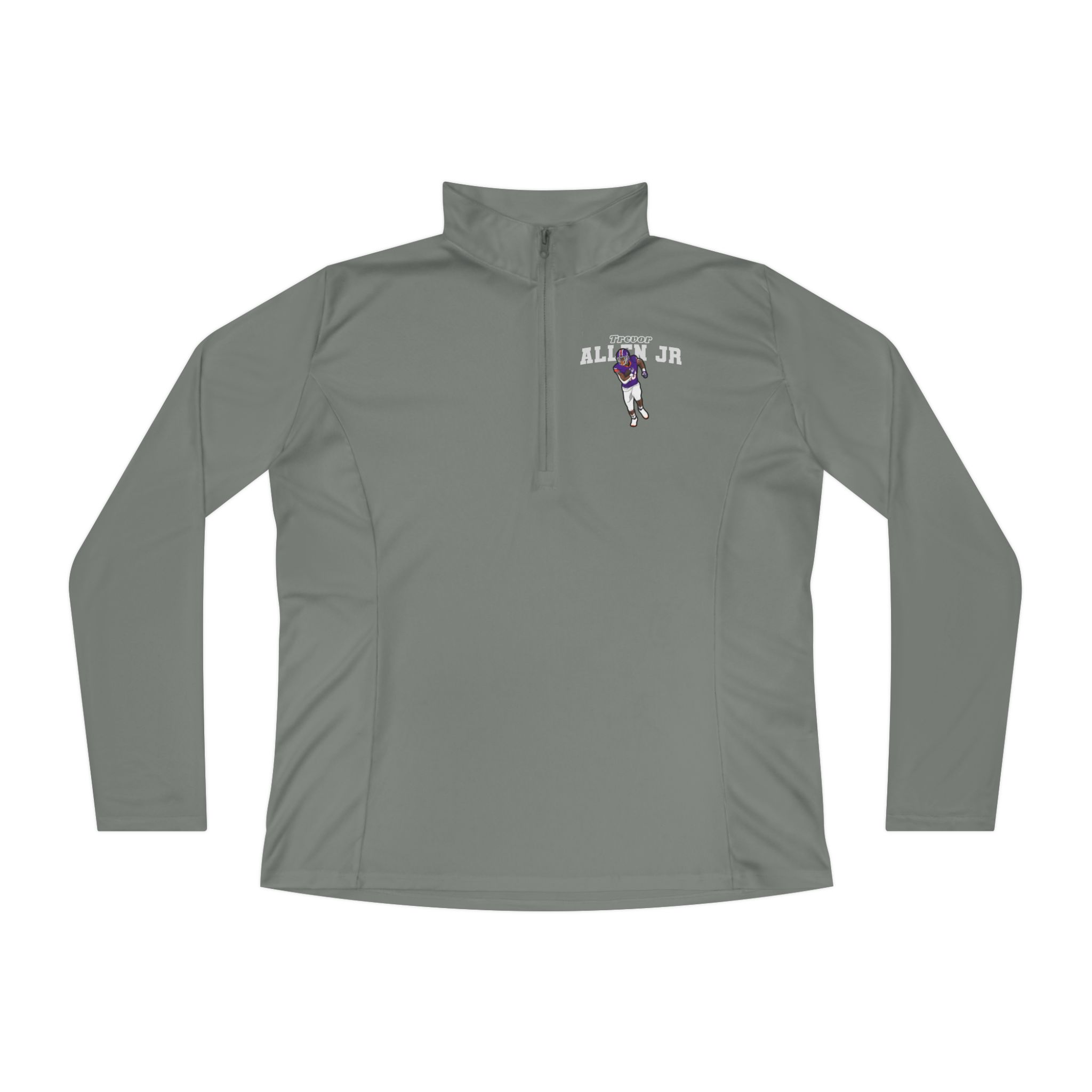 Women's Q-Zip Pullover — character_name_arch in Grey