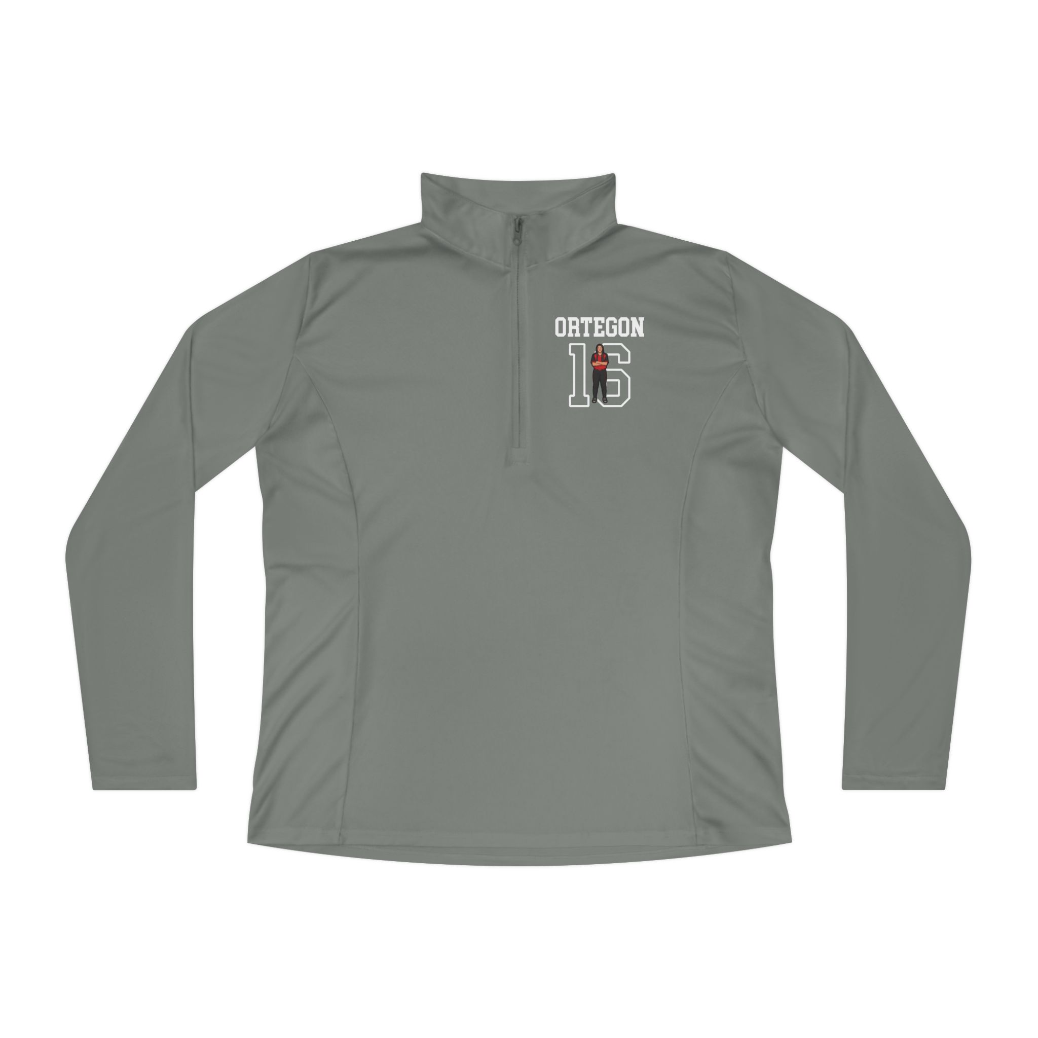 Women's Q-Zip Pullover — character_shirsey in Grey