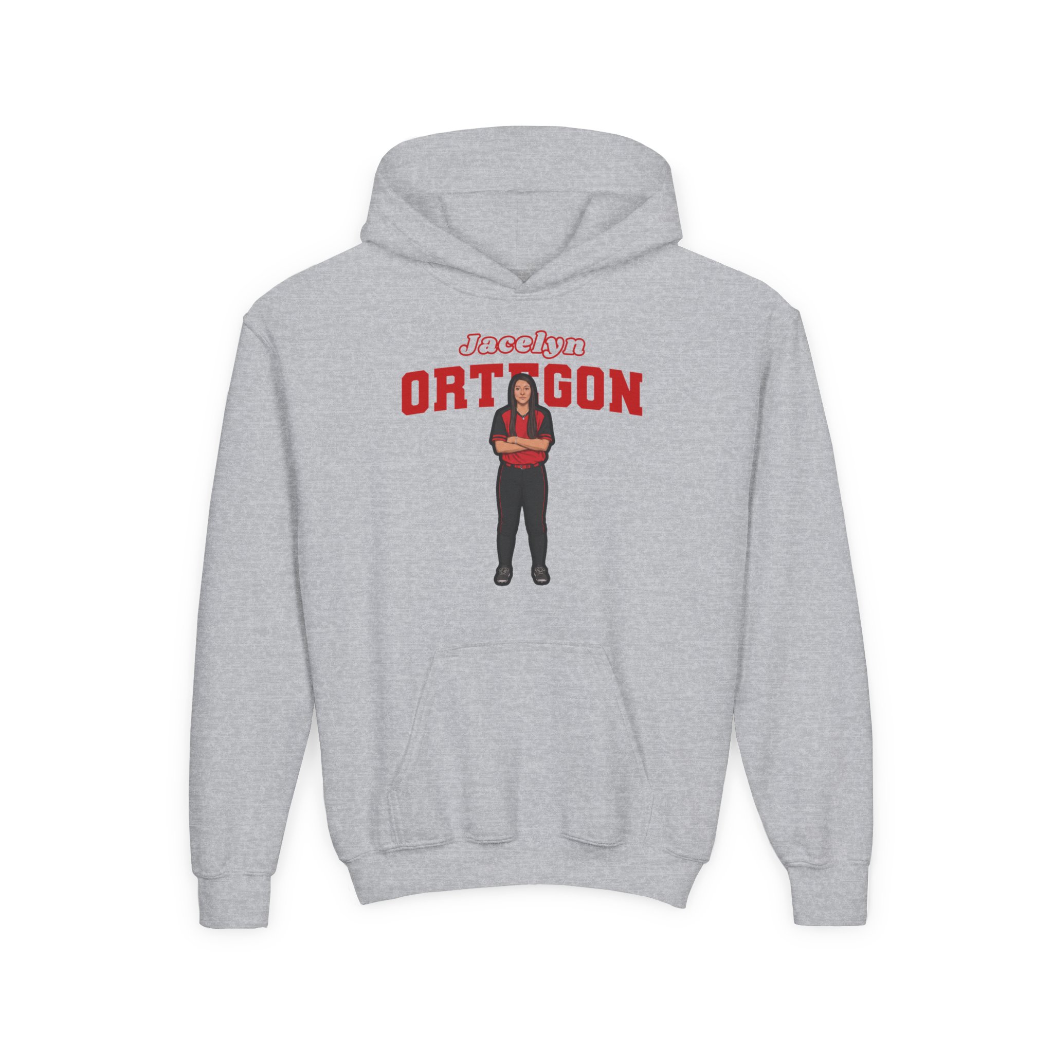 Youth Hoodie — character_name_arch in Grey