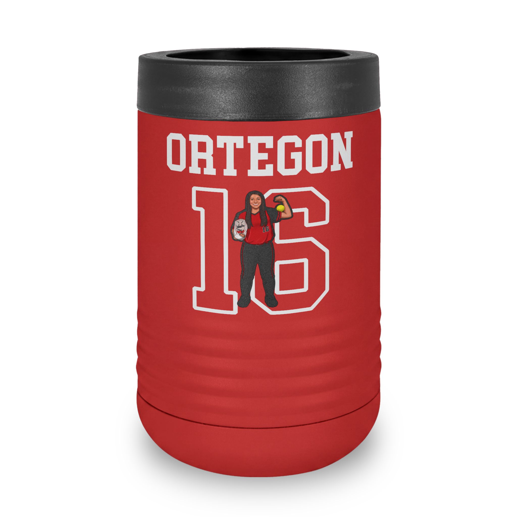 Stainless Can Cooler — character_shirsey in Red