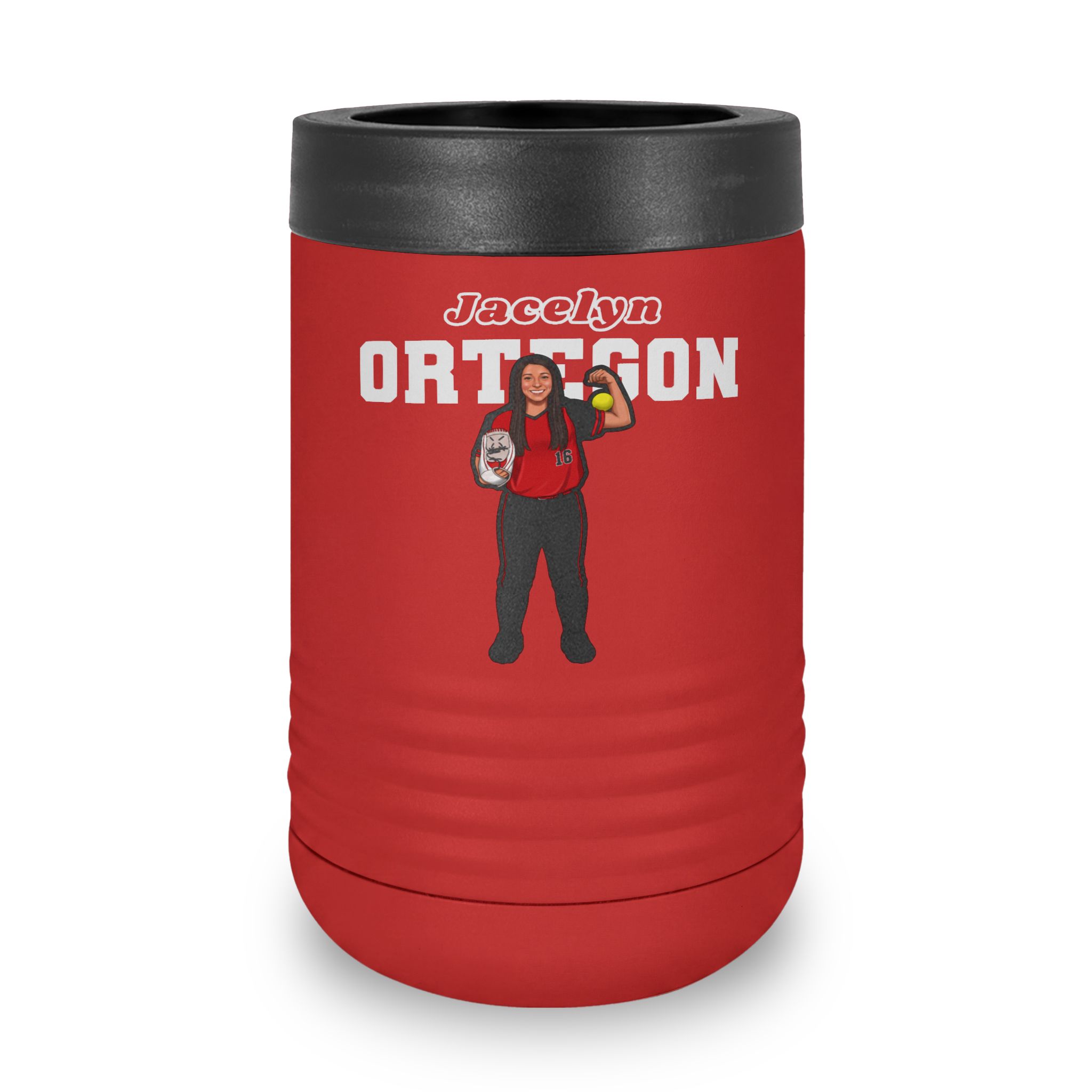 Stainless Can Cooler — character_name_arch in Red
