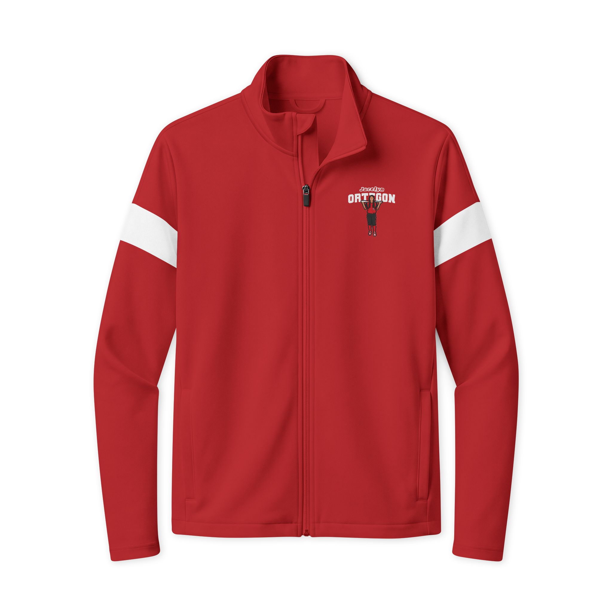 Travel Full-Zip Jacket — character_name_arch in Deep Red/ White